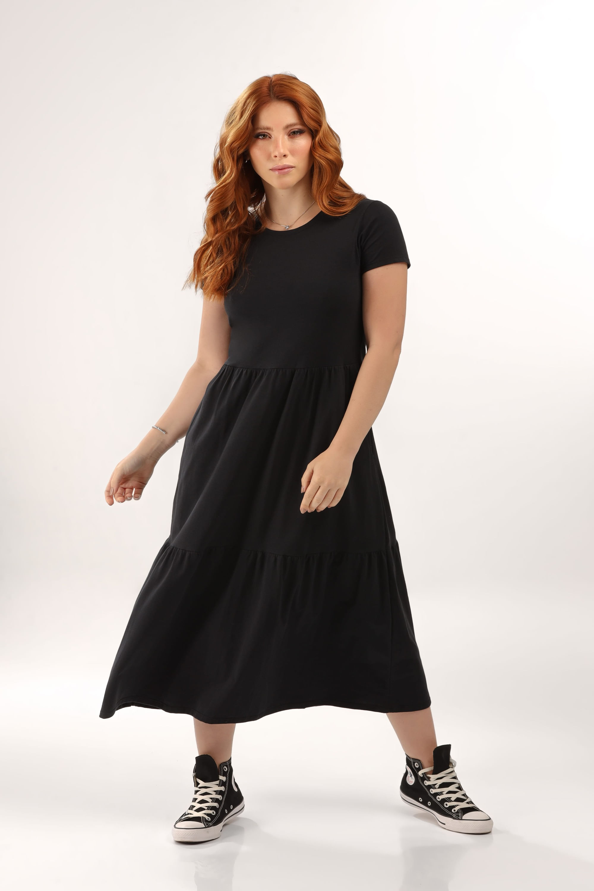 Vestido Marias Longo em Algodão (Preto) Just Basic