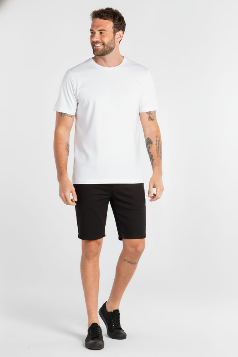 Camiseta Manga Curta Masculina (Branco) Just Basic - Imagem 3