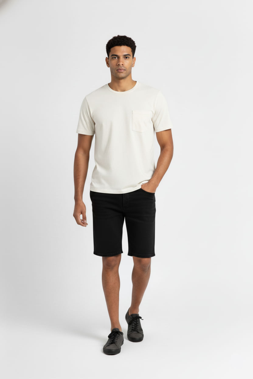 Camiseta Masculina em Meia Malha (Off White) Just Basic