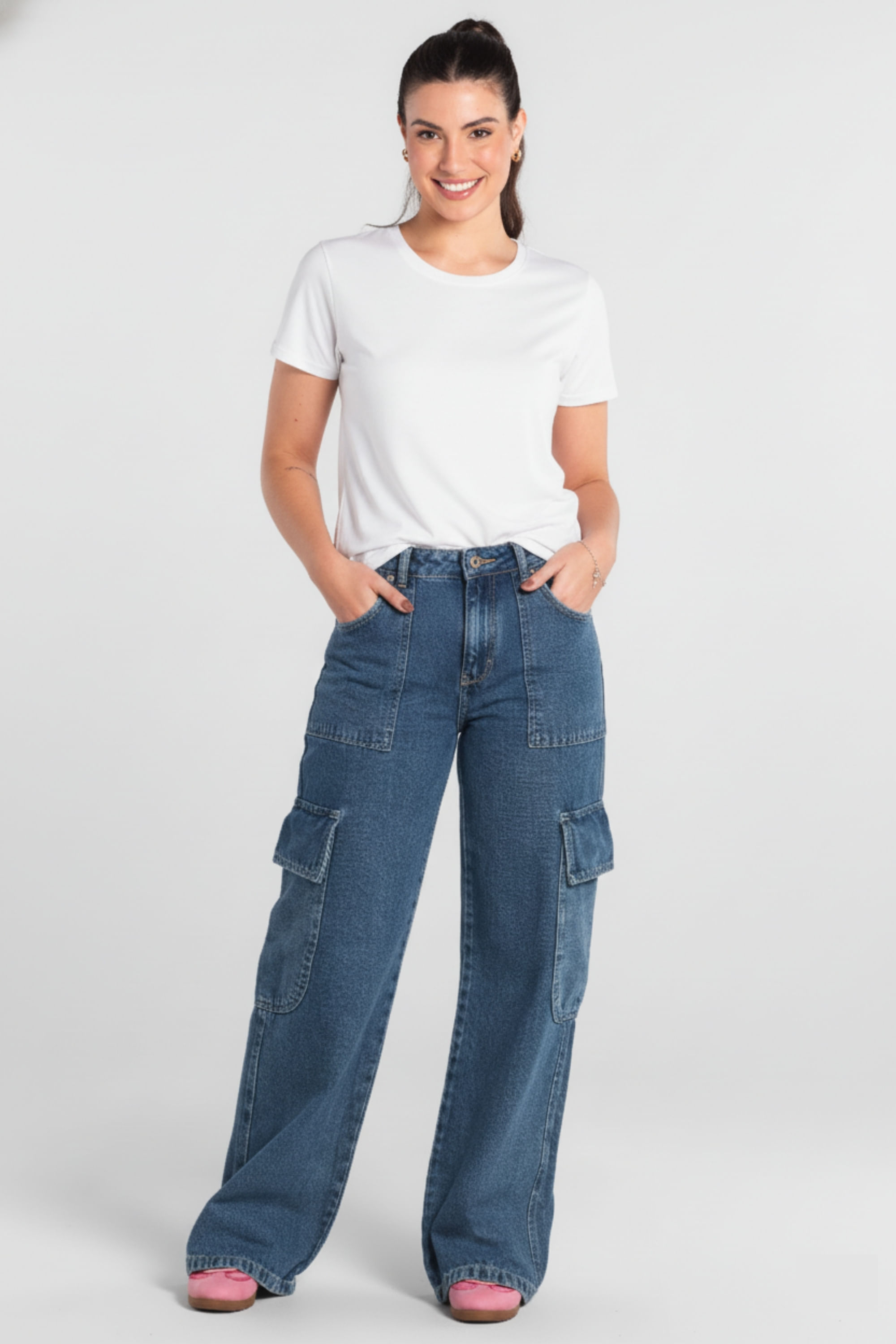 Blusa Feminina Adulto em Algodão Manga Curta (Branco) Just Basic - Imagem 7