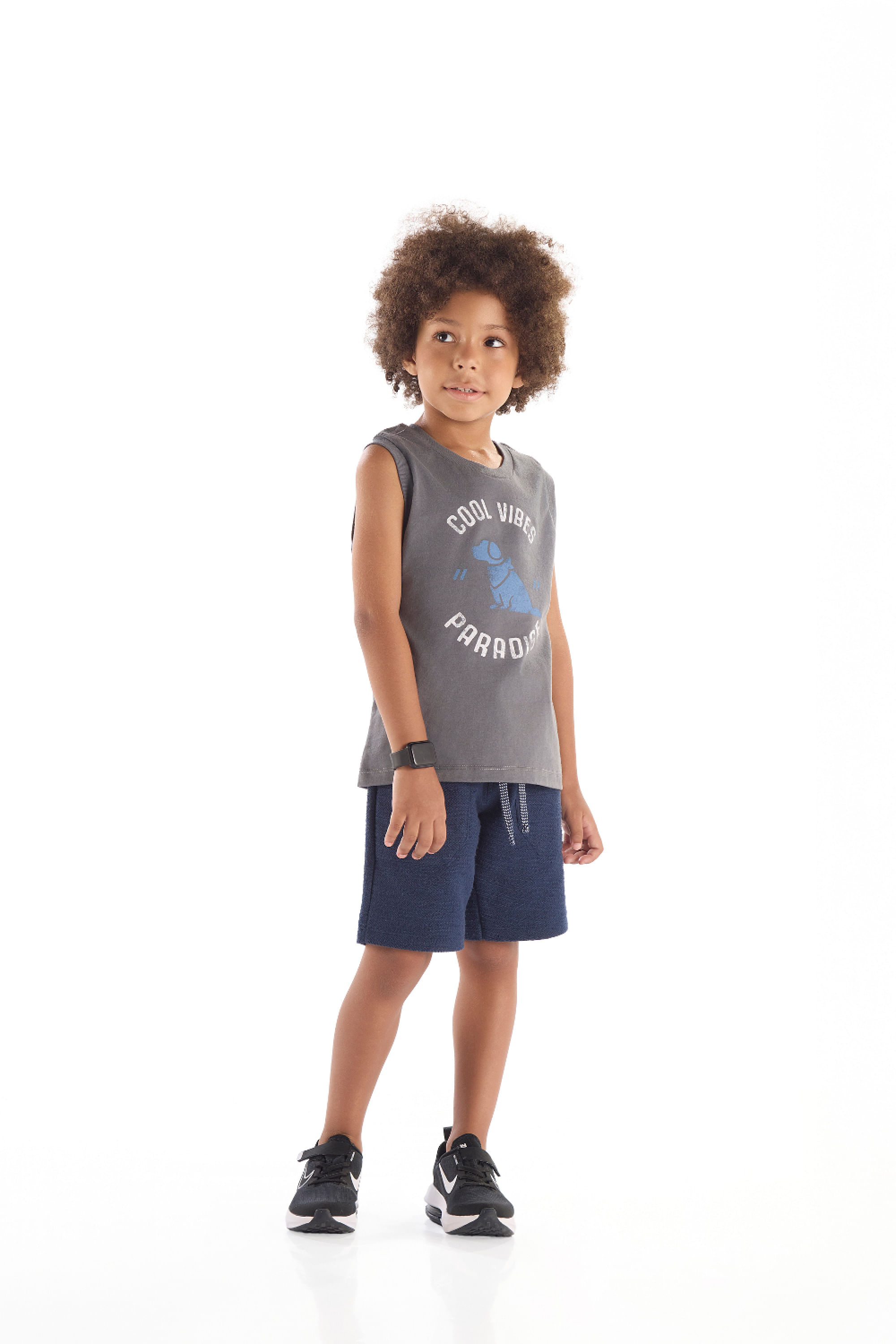 Regata Infantil Masculino em Algodão com Estampa (Cinza Escuro) Quimby - Imagem 10