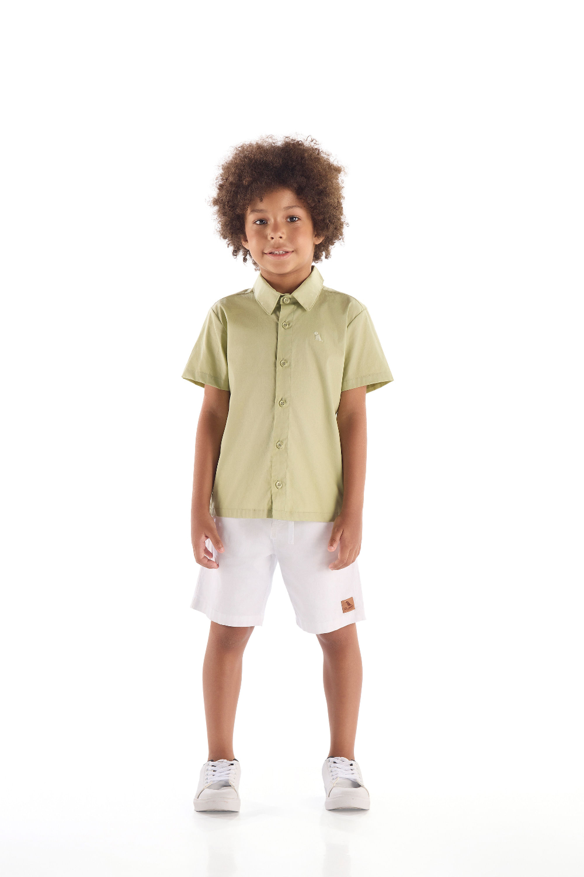 Camisa Infantil Menino em Tricoline com Elastano (Verde Claro) Quimby - Imagem 13