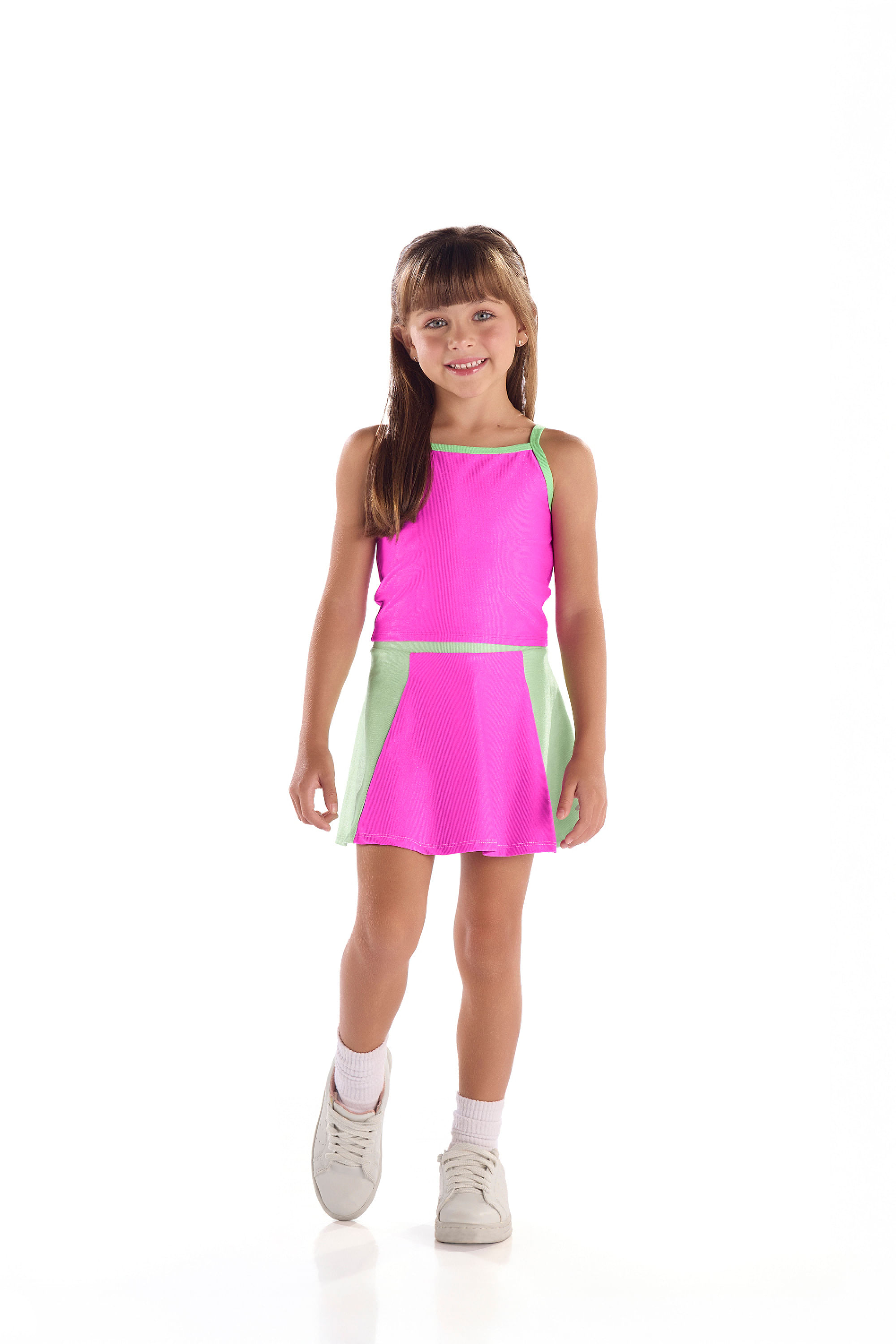 Conjunto Infantil Menina Regata e Saia com Short Interno (Rosa) Quimby - Imagem 31