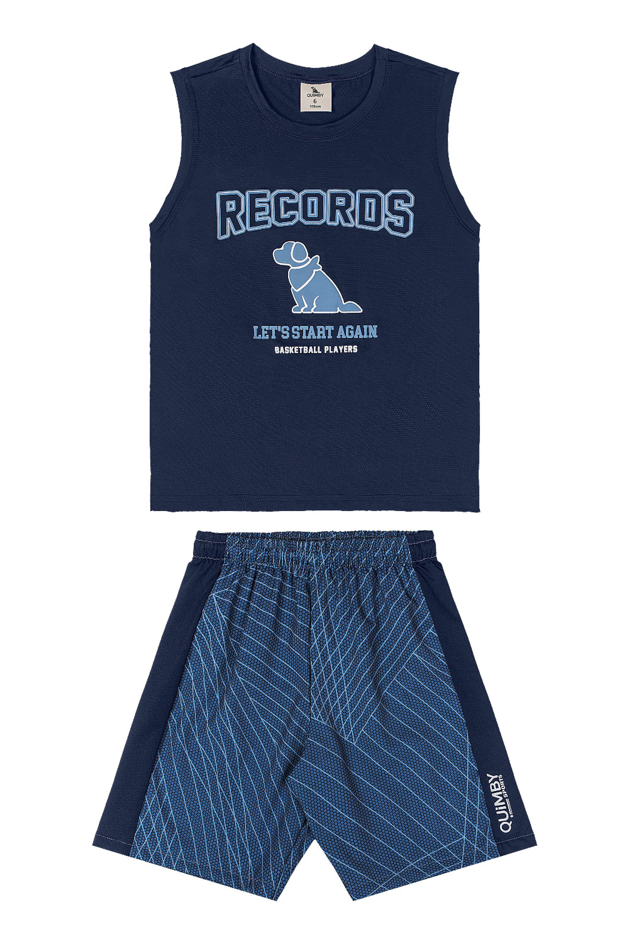 Conjunto Infantil Regata Dry Fit e Bermuda (Azul Marinho) Quimby