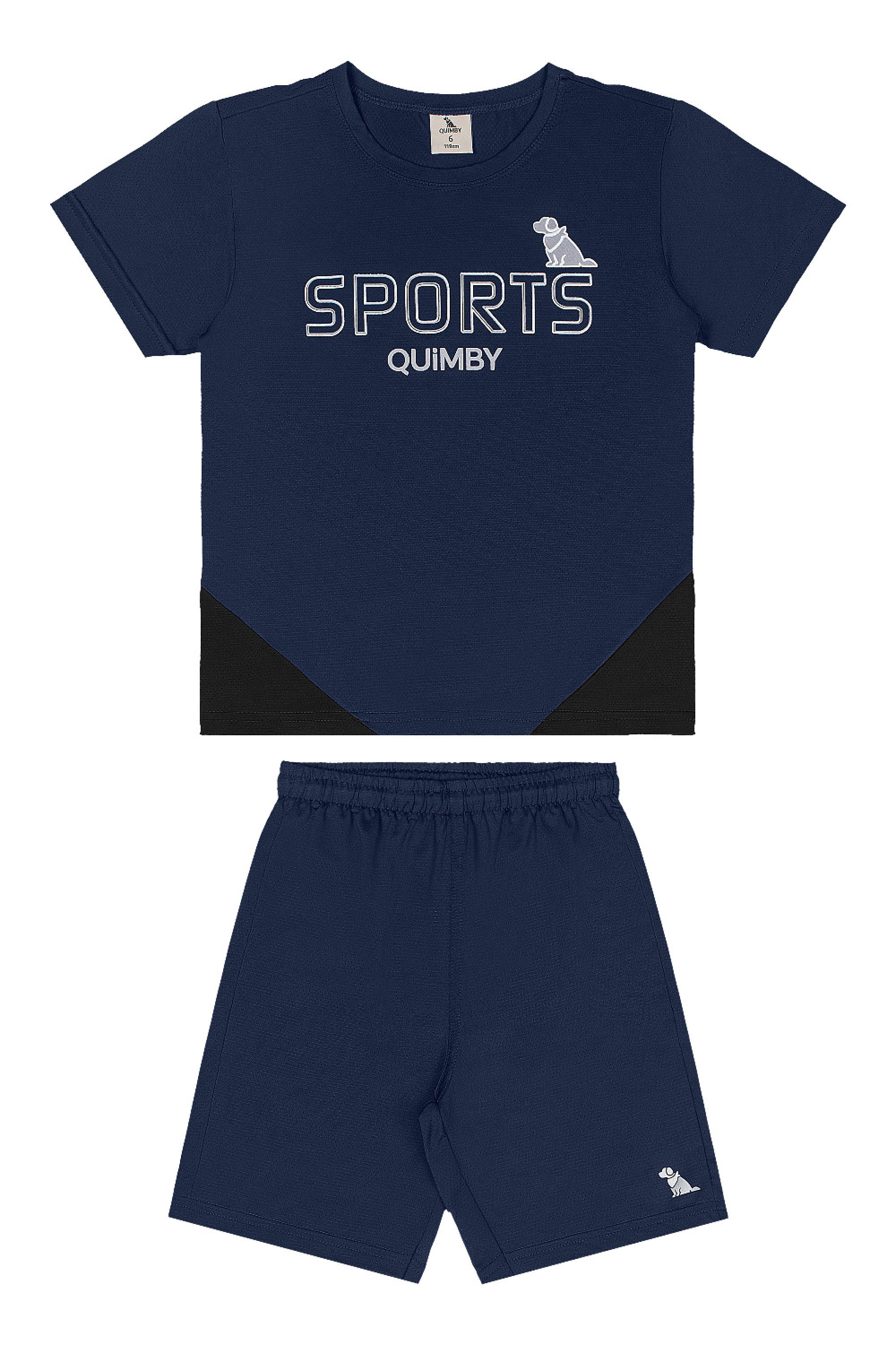 Conjunto Infantil com Camiseta e Bermuda Dry Fit (Azul Marinho) Quimby - Imagem 11