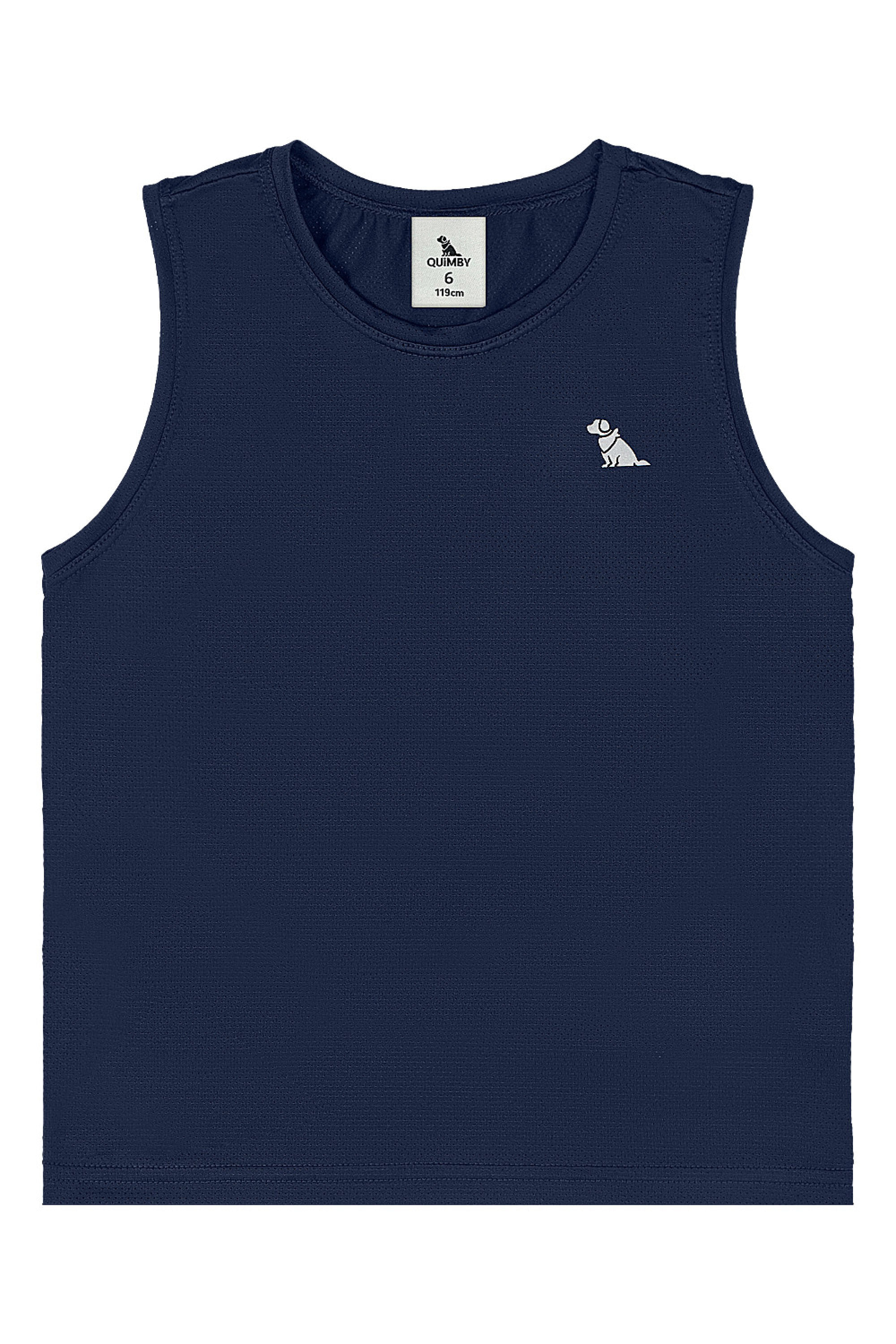 Regata Infantil Menino em Malha Dry Fit com Aplique Refletivo (Azul Marinho) Quimby - Imagem 5