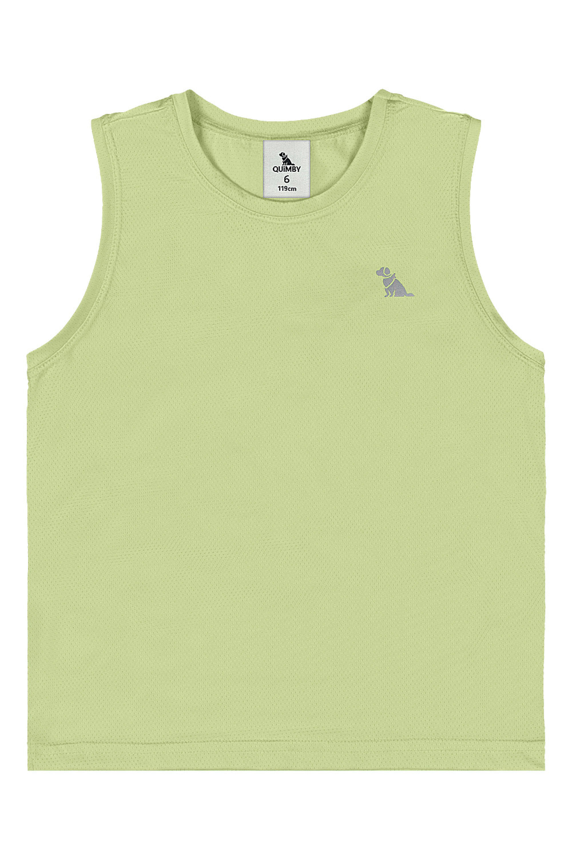 Regata Infantil Menino em Malha Dry Fit com Aplique Refletivo (Verde Claro) Quimby - Imagem 5