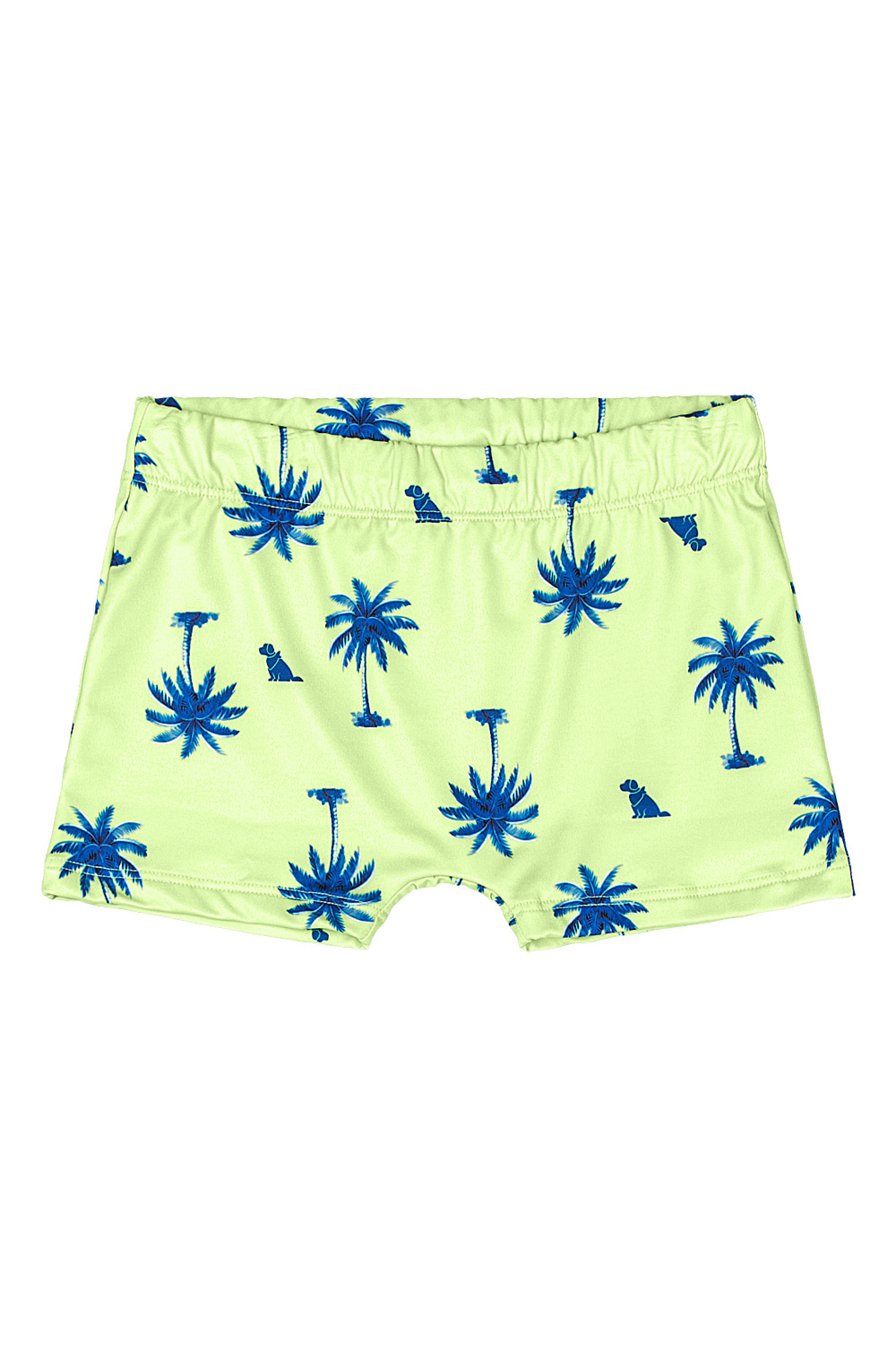 Sunga Boxer Menino em Malha UV com Estampa Sublimada (Verde Claro) Quimby - Imagem 3