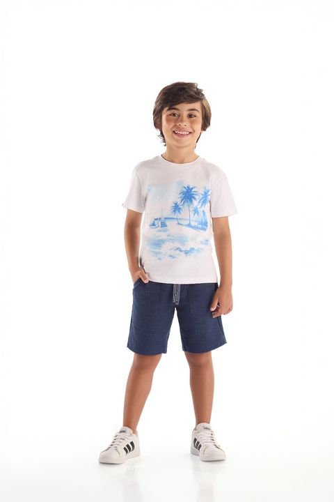Camiseta Menino em Algodão com Estampa Frontal (Branco) Quimby