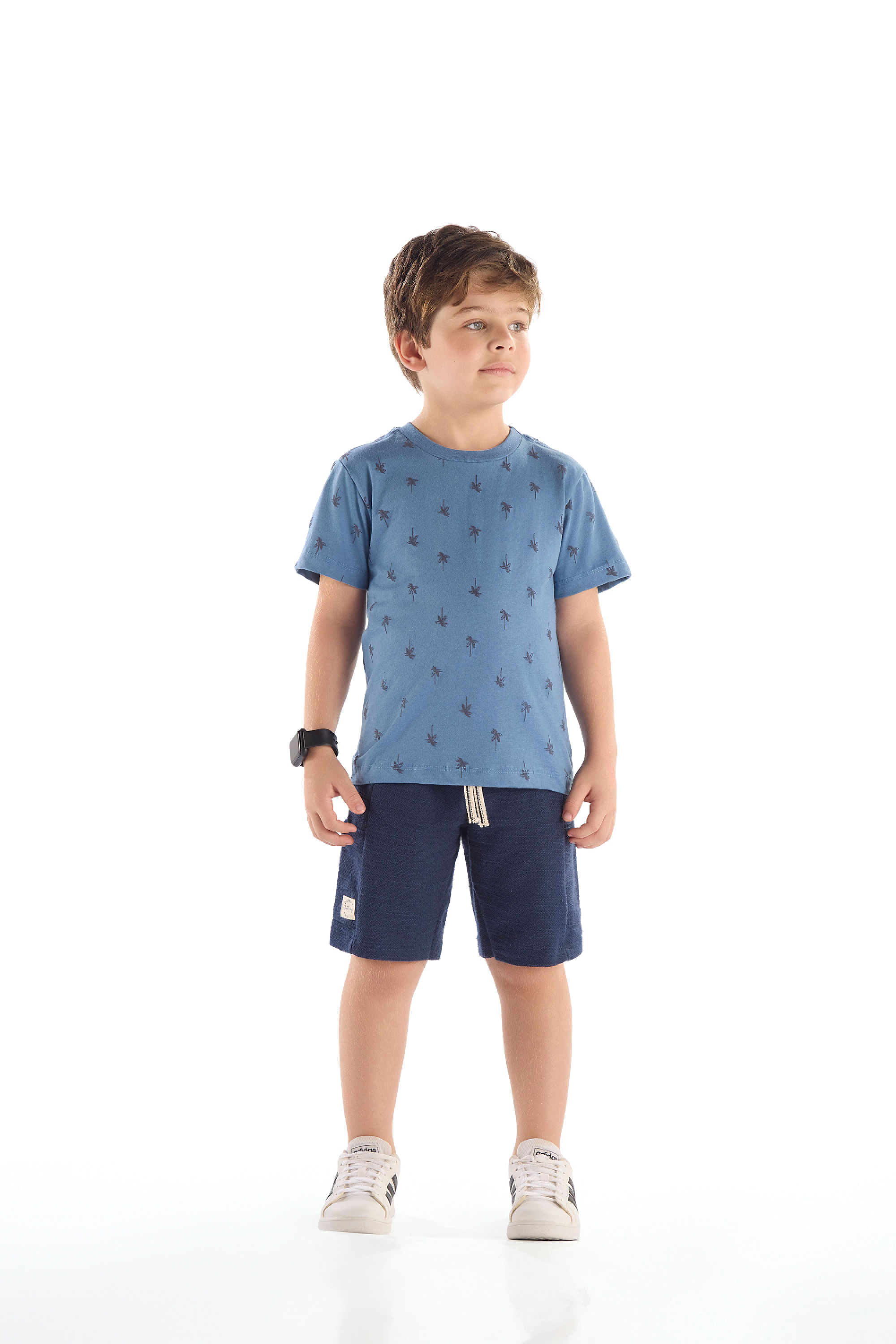 Conjunto Infantil Camiseta Estampada e Bermuda (Azul ) Quimby - Imagem 37