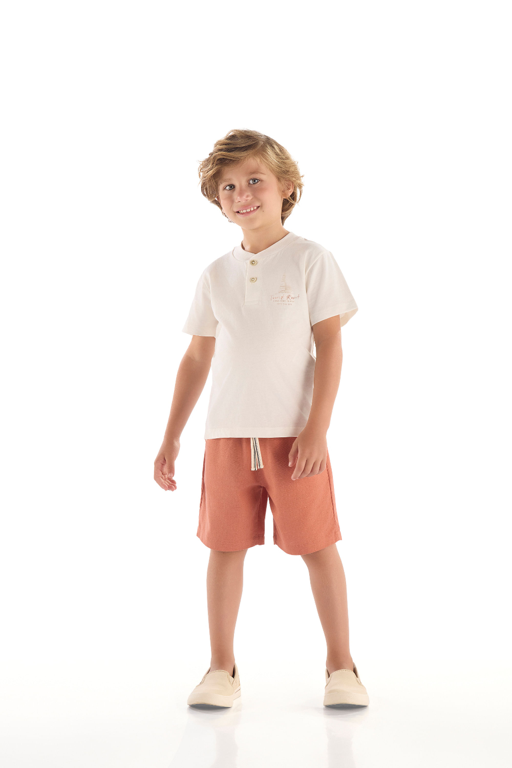 Conjunto Infantil Masculino Camiseta Estampada e Bermuda (Off White) Quimby - Imagem 31