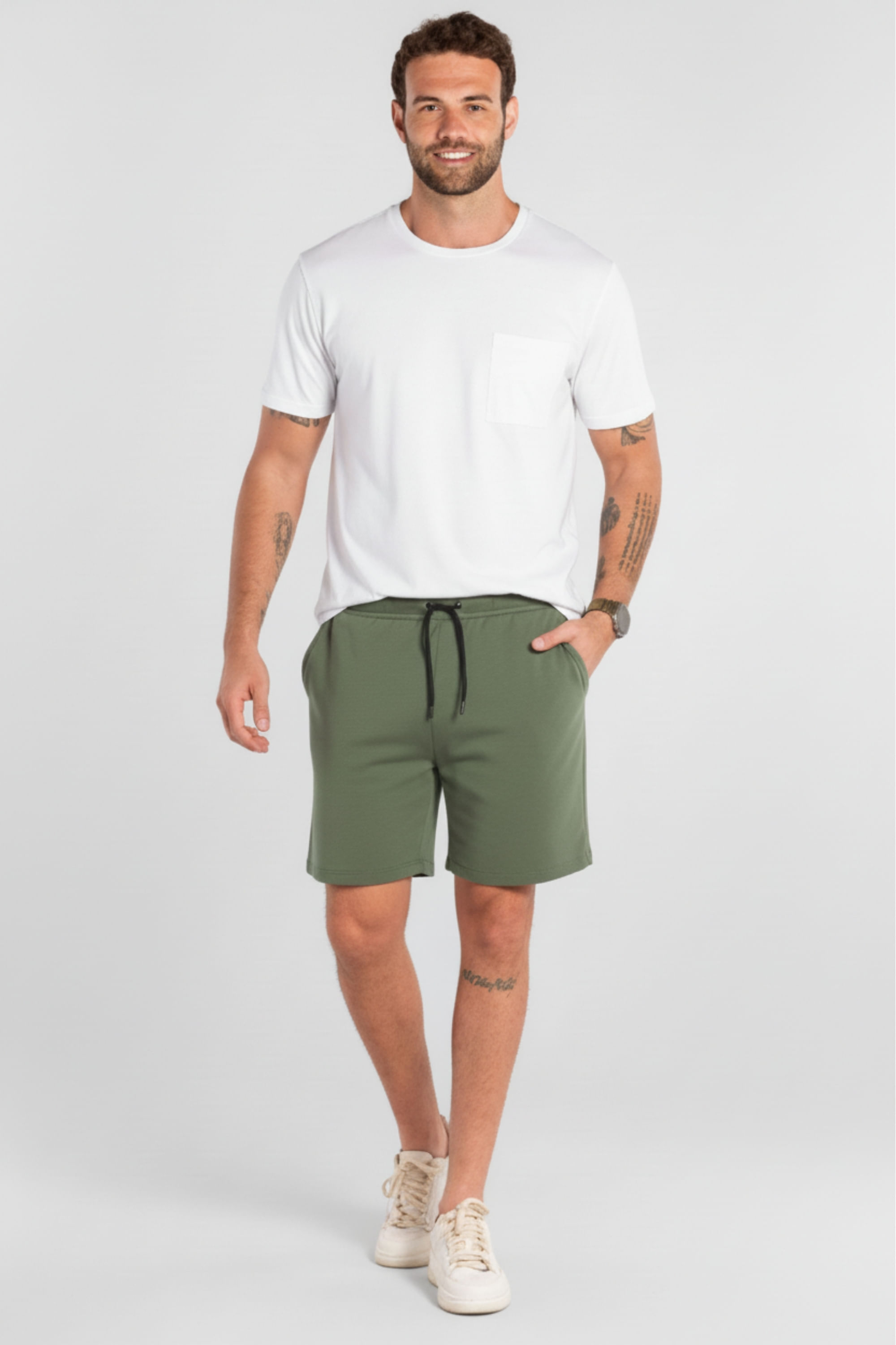 Bermuda Masculina em Moletom Gorgurão (Verde) Just Basic - Imagem 11