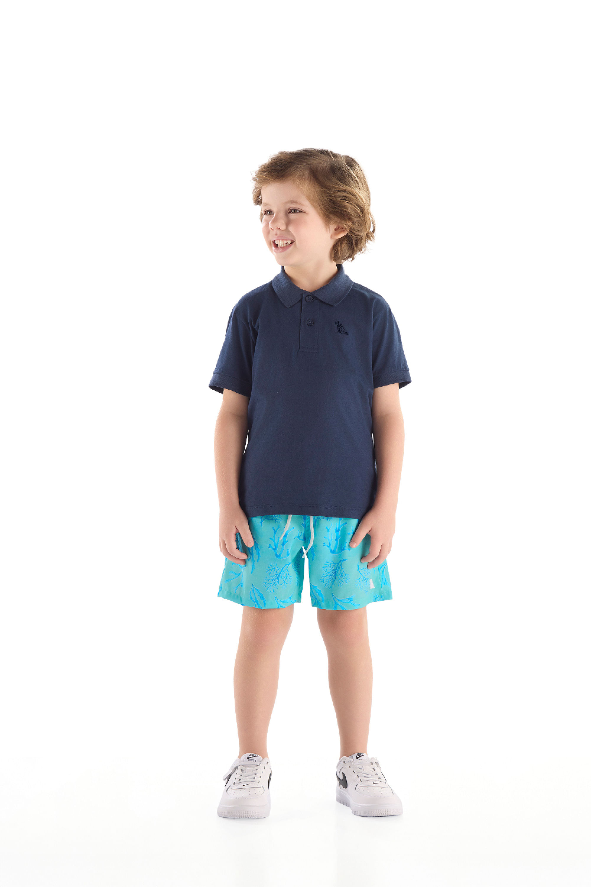 Bermuda Infantil Masculina de Microfibra Tropical (Azul) Quimby - Imagem 15