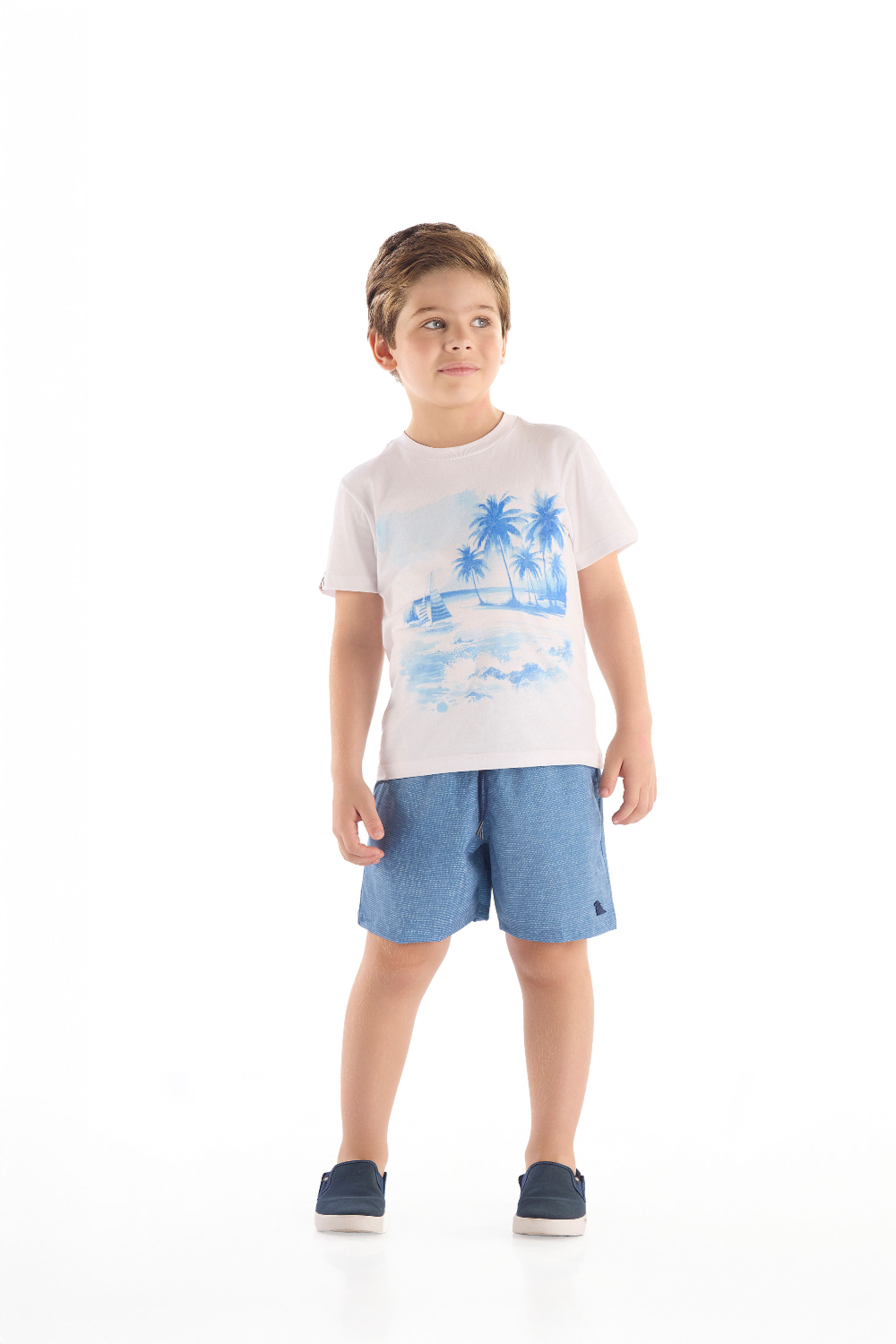 Bermuda Infantil Masculina de Microfibra Tropical (Azul) Quimby - Imagem 27