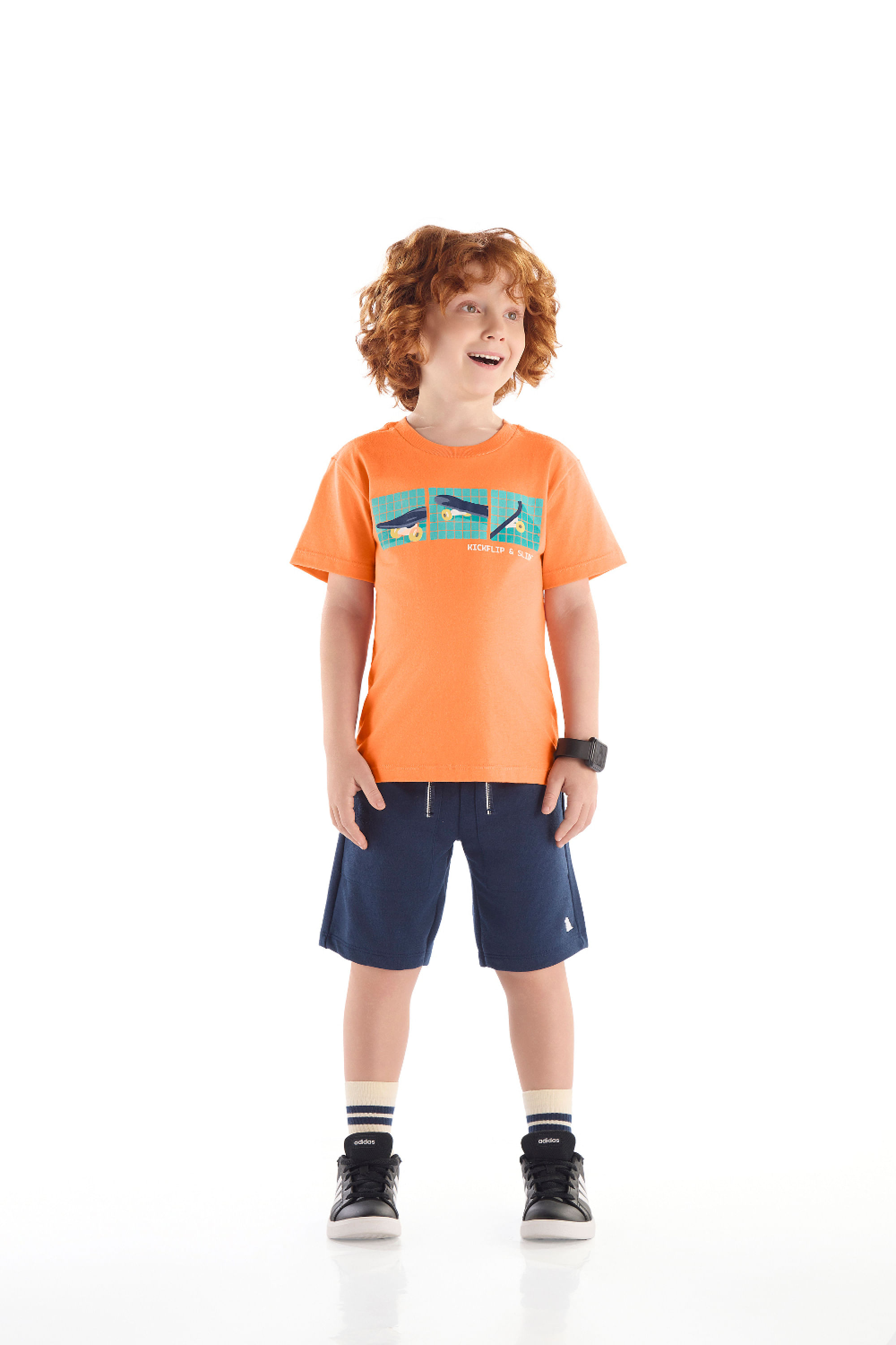 Conjunto Infantil Camiseta Skate e Bermuda (Laranja) Quimby - Imagem 13