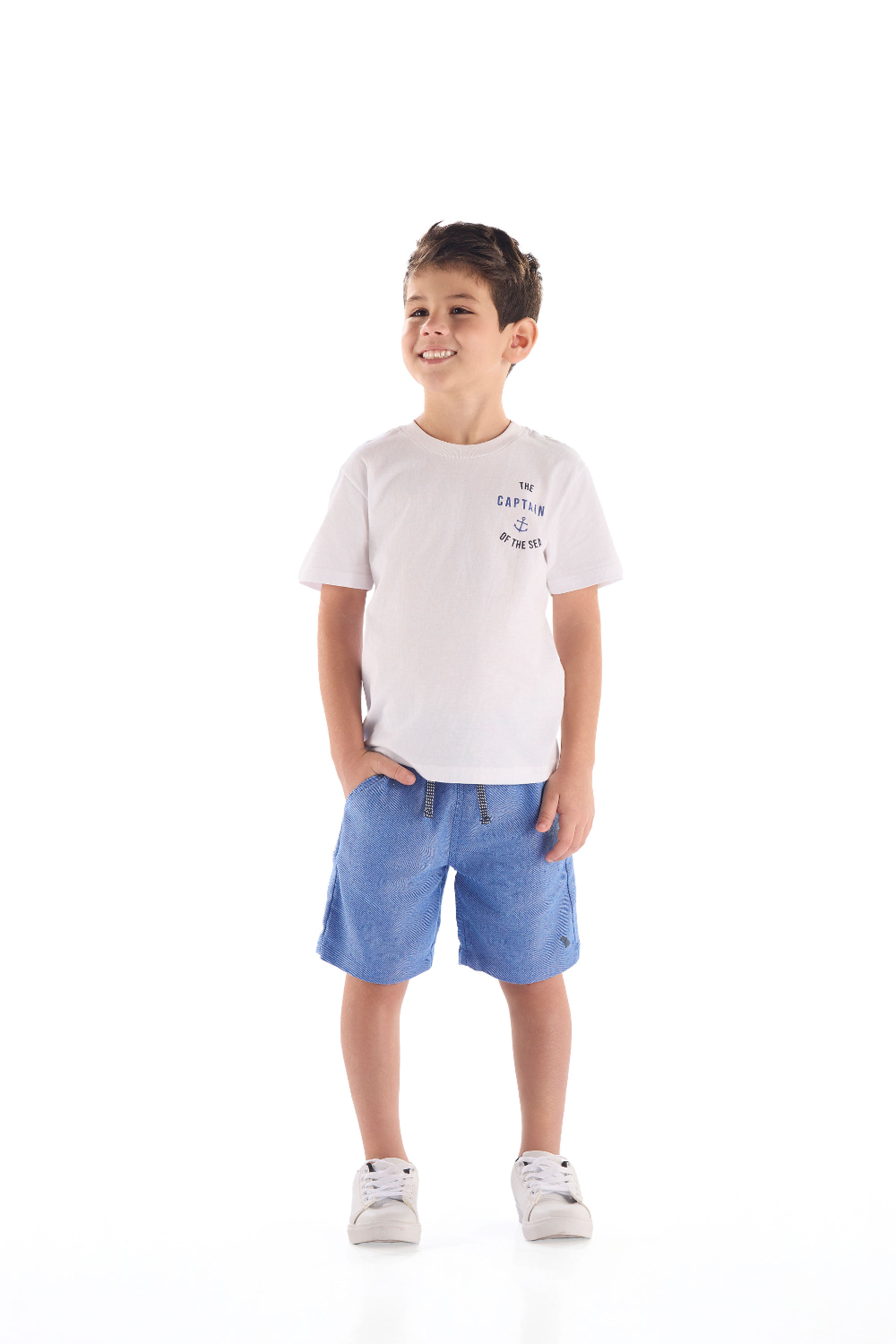 Conjunto Infantil Camiseta de Algodão e Bermuda (Branco) Quimby - Imagem 43
