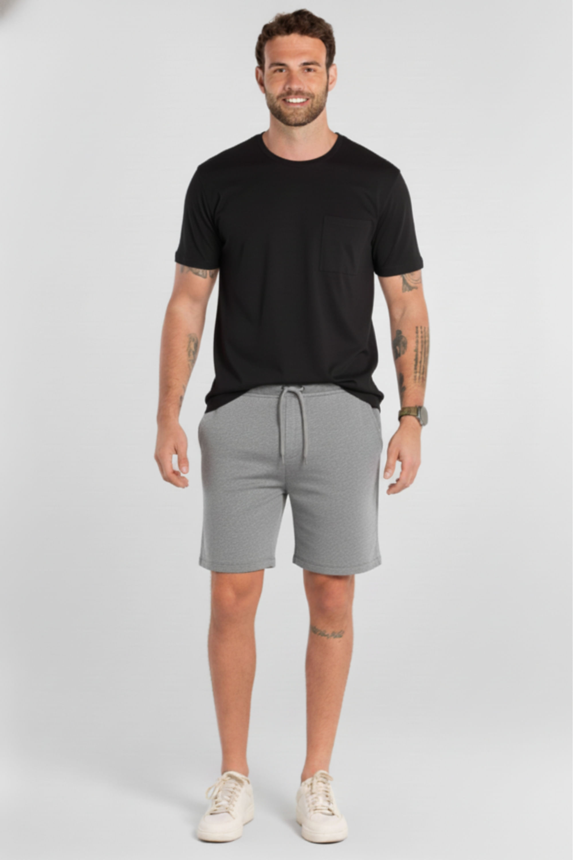Bermuda Masculina Adulto em Moletom Sem Felpa (Cinza) Just Basic - Imagem 3