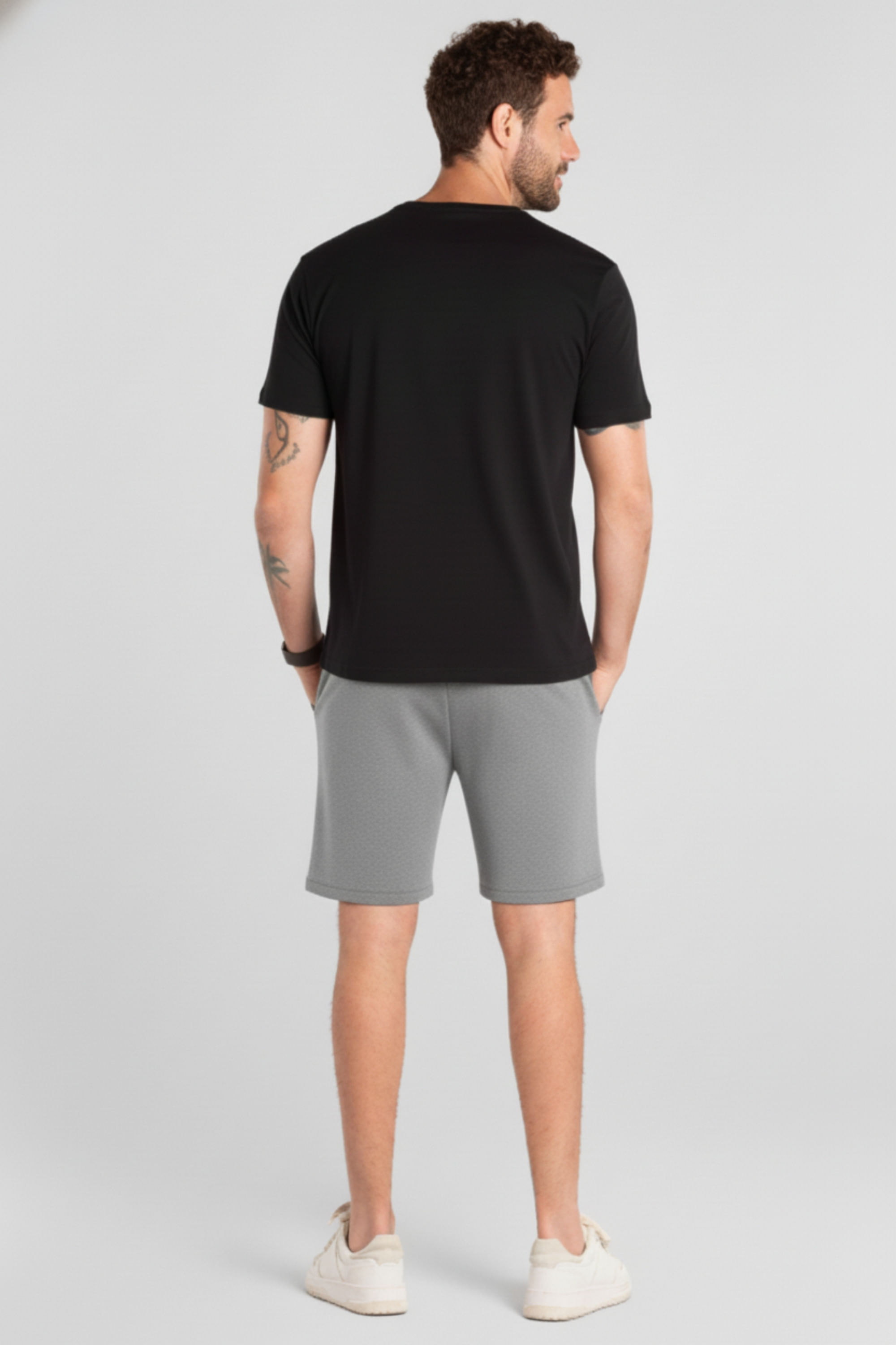 Bermuda Masculina Adulto em Moletom Sem Felpa (Cinza) Just Basic - Imagem 6