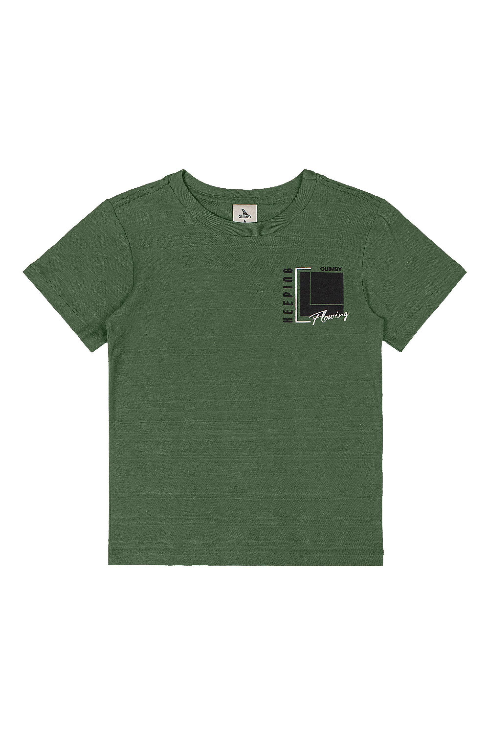 Camiseta Infantil em Algodão Flamê Estampado (Verde) Quimby - Imagem 17