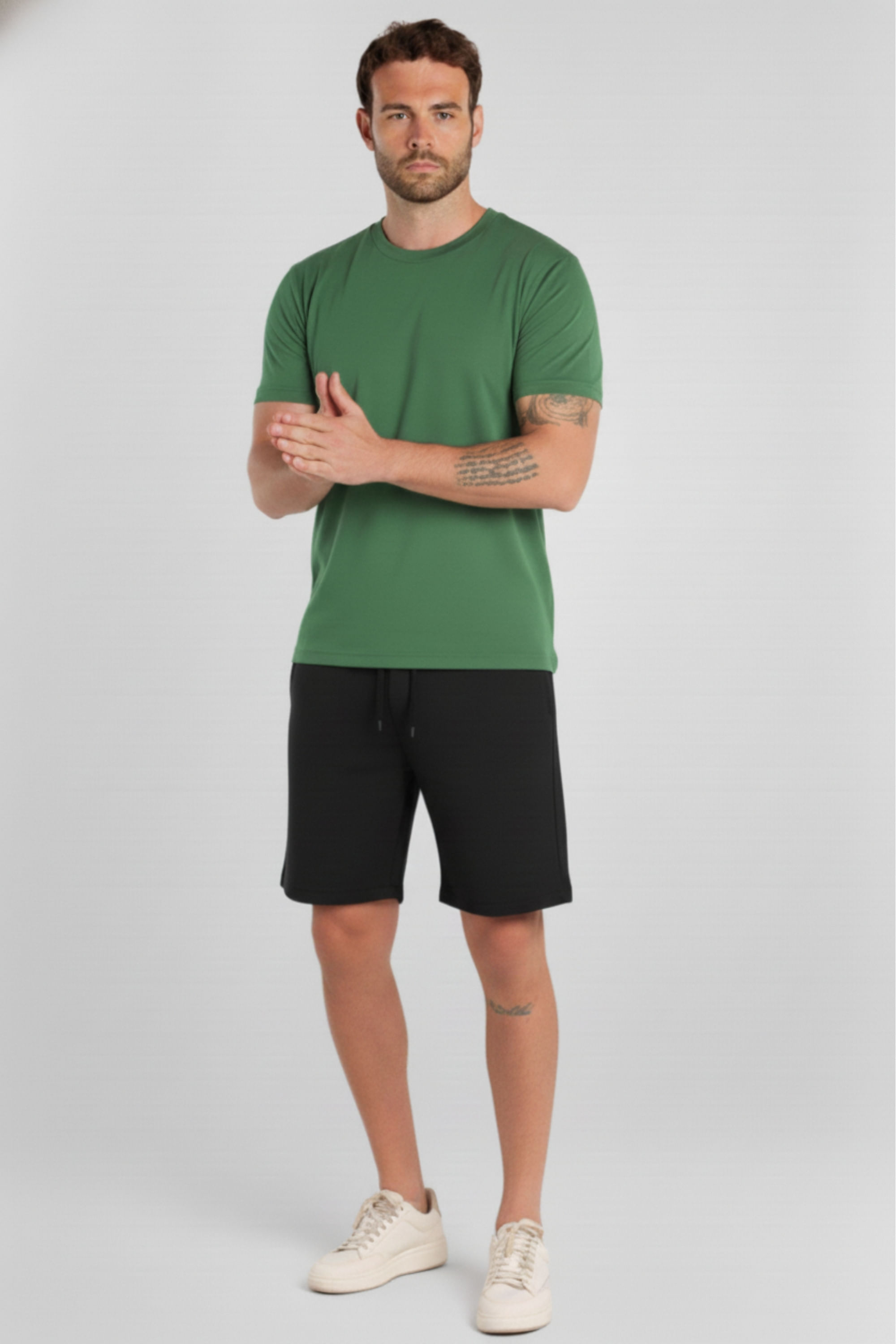 Bermuda Masculina Adulto em Moletom Sem Felpa (Preto) Just Basic