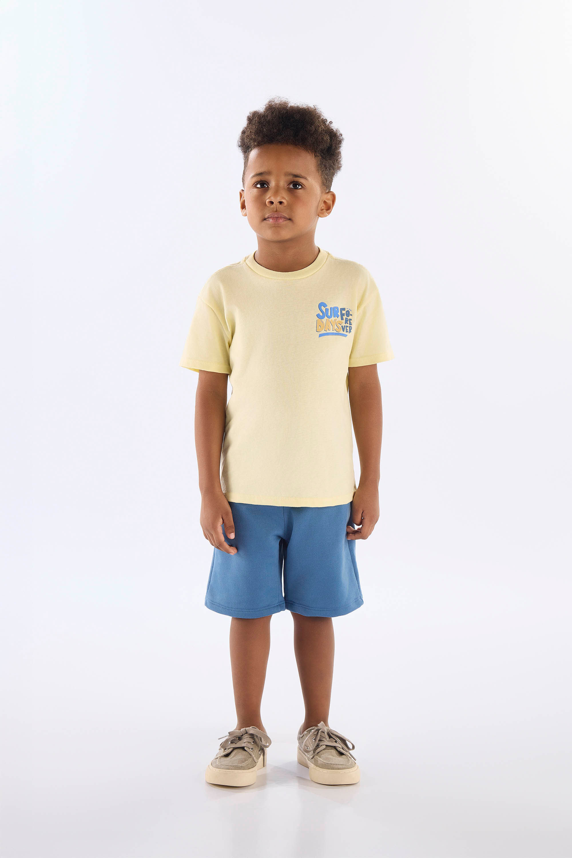 Conjunto Surf Days Infantil Masculino com Camiseta e Bermuda (Amarelo) Up Baby