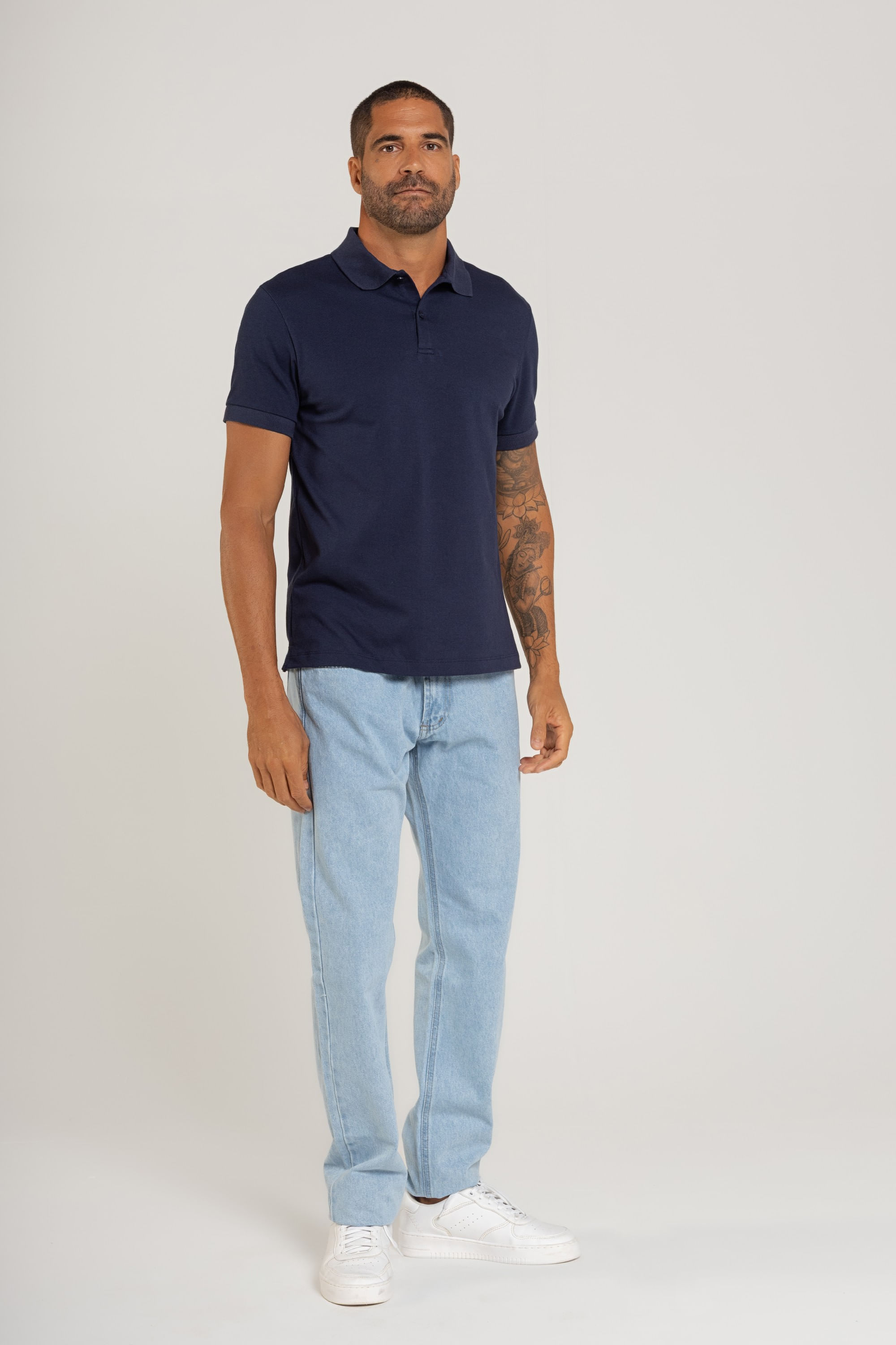 Camisa Polo Masculina em Piquet (Azul Marinho) Just Basic - Imagem 16