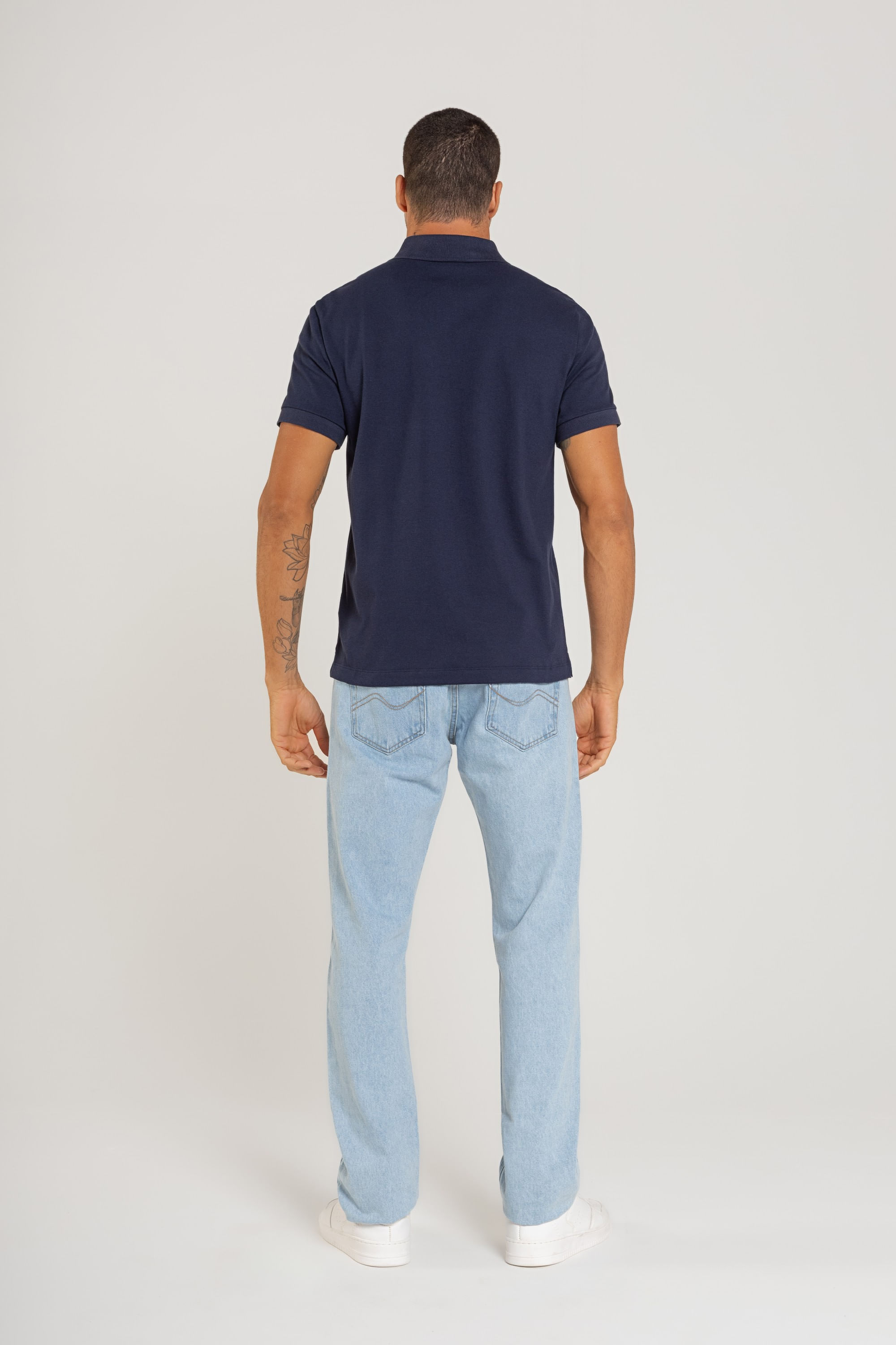 Camisa Polo Masculina em Piquet (Azul Marinho) Just Basic - Imagem 18