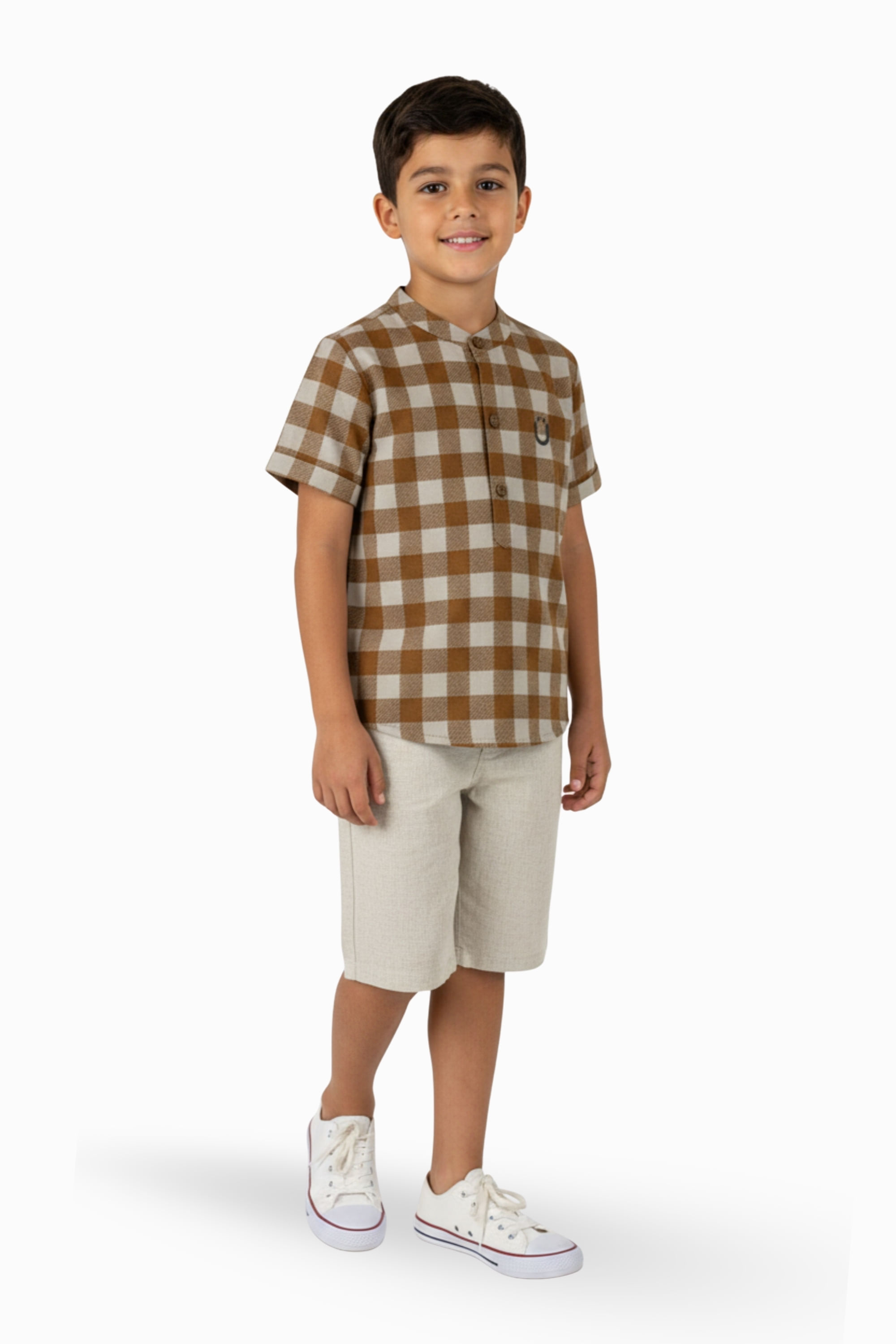 Bata Infantil Masculina em Algodão Xadrez (Coral) Guloseima - Imagem 13