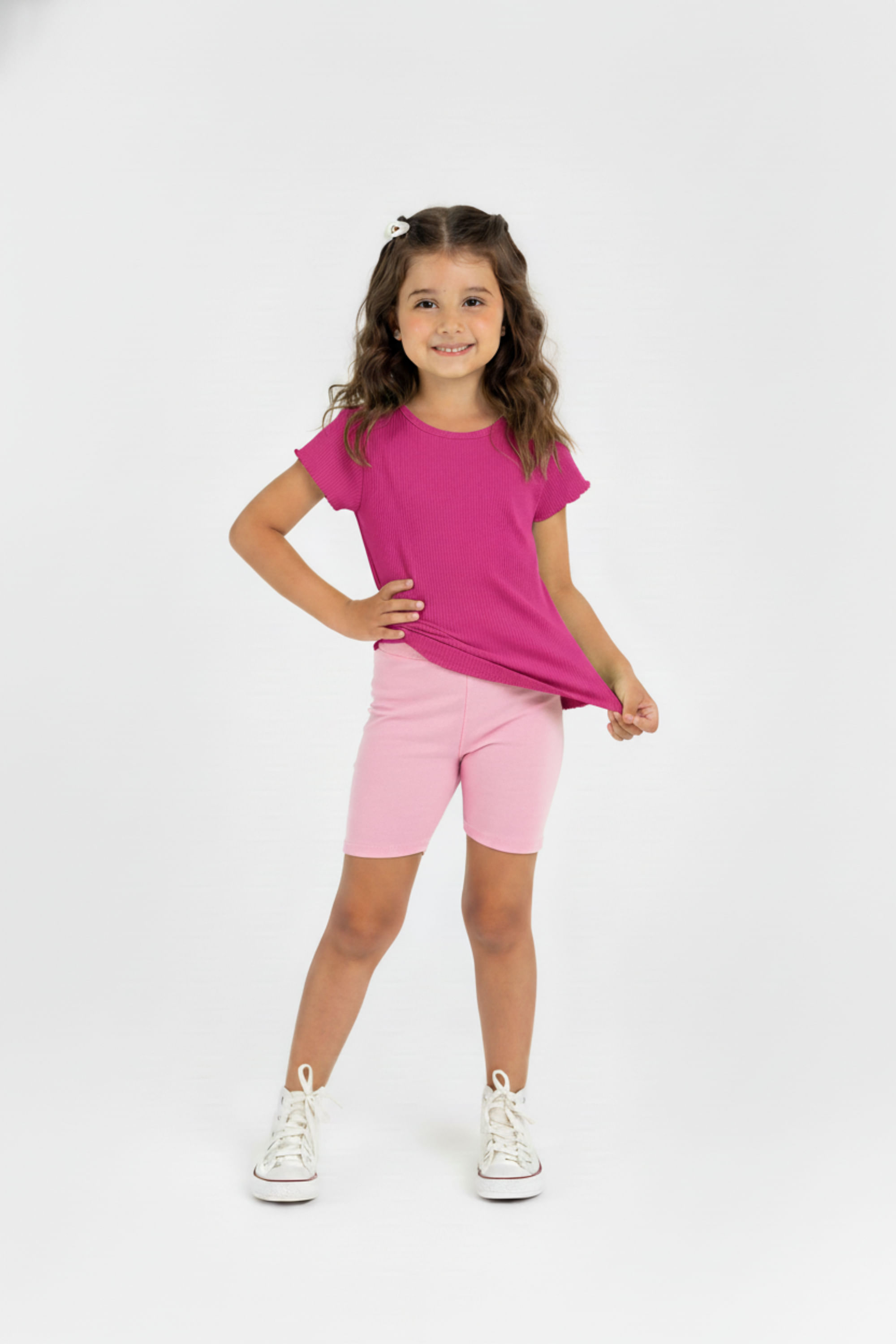Blusa Infantil em Ribana para Menina (Rosa Pink) Guloseima