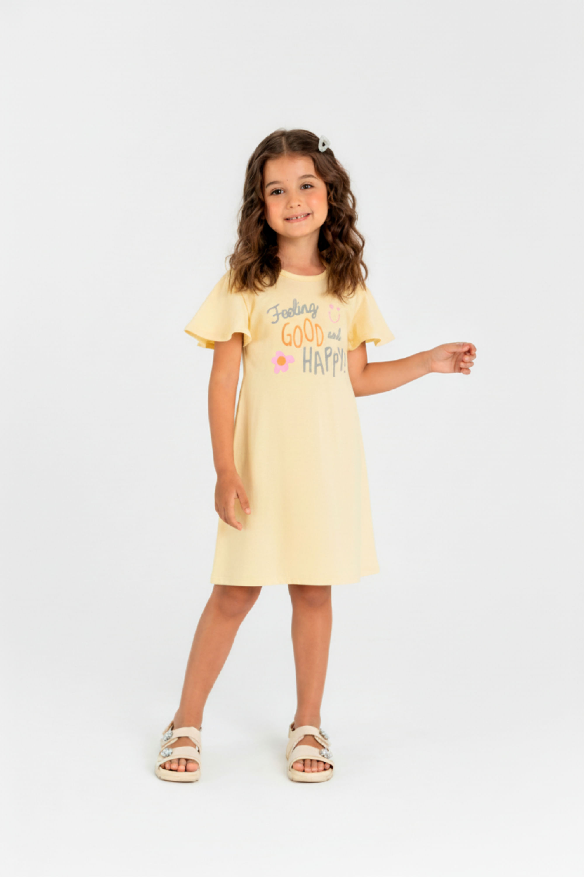 Vestido Infantil em Algodão e Linho (Amarelo) Guloseima - Imagem 7