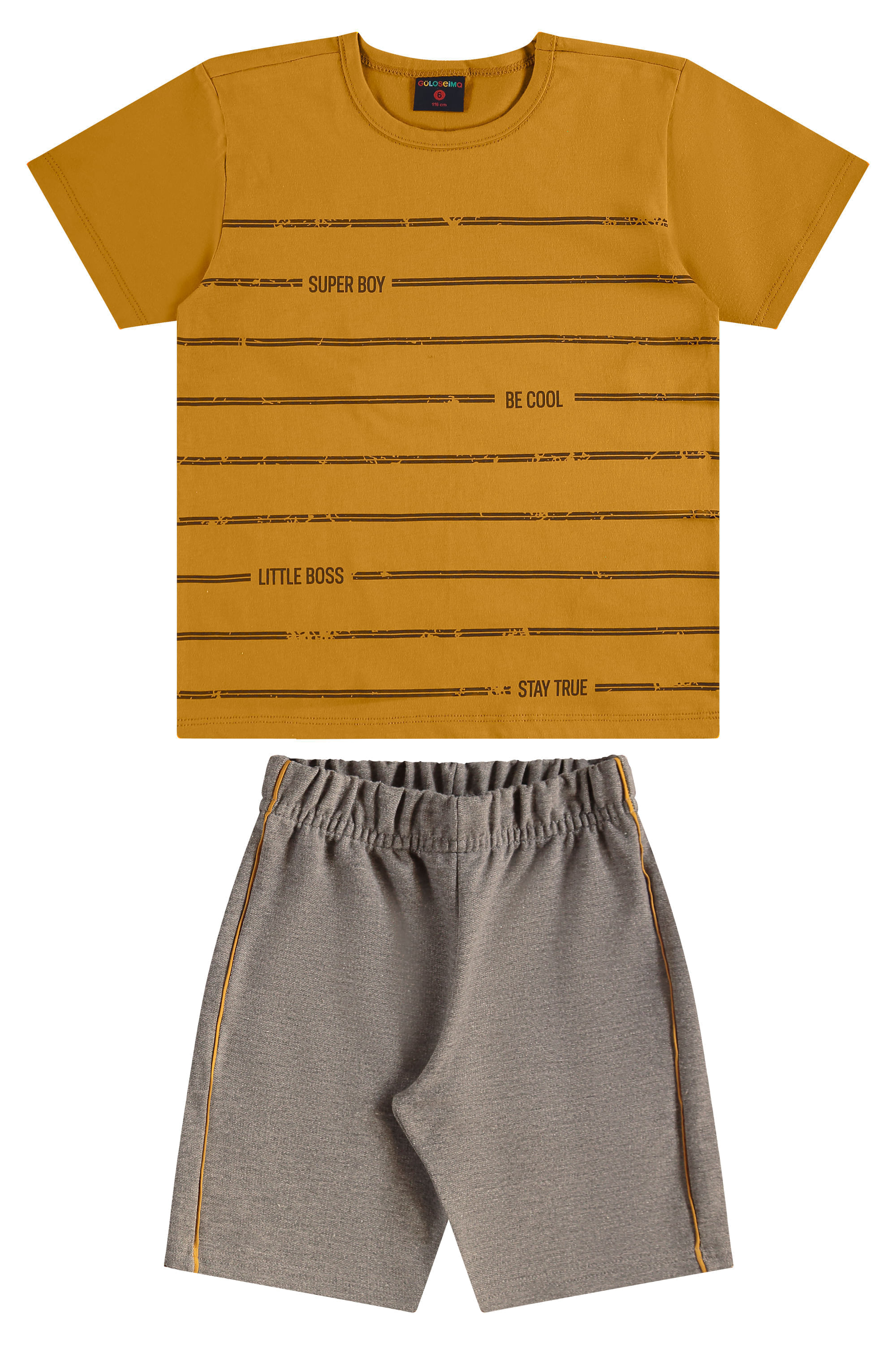 Conjunto Infantil com Camiseta e Bermuda para Menino (Marrom) Guloseima - Imagem 8