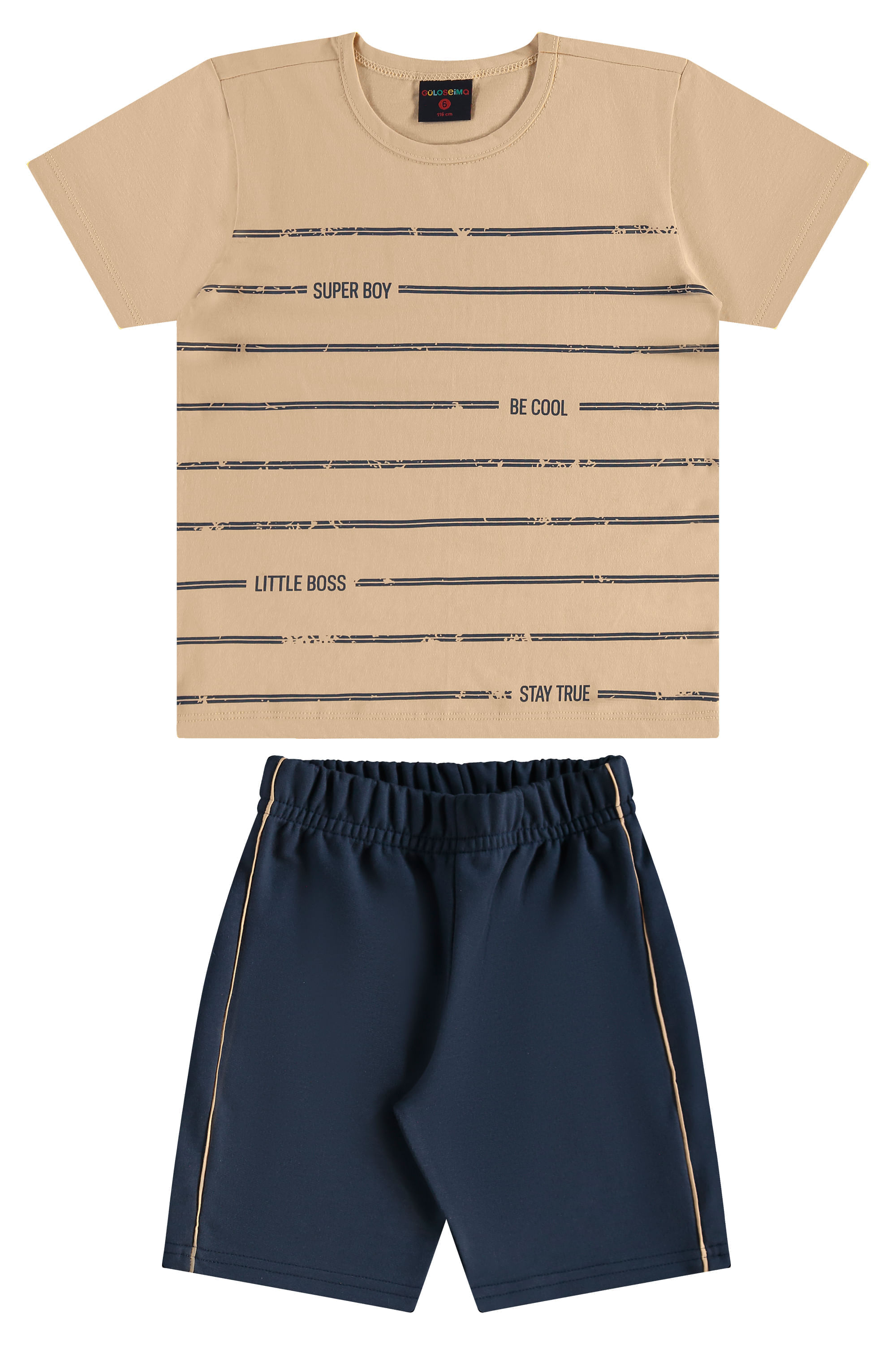 Conjunto Infantil com Camiseta e Bermuda para Menino (Bege) Guloseima - Imagem 38
