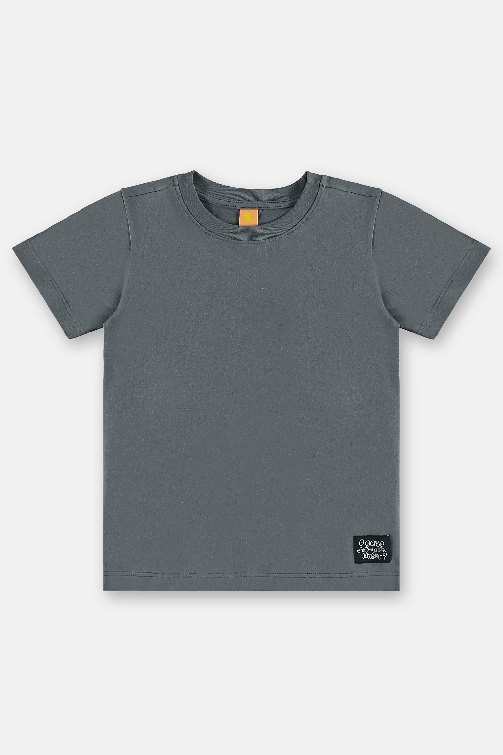 Conjunto Gatos Infantil Masculino com Camiseta e Short (Cinza) Três e Já - Imagem 3