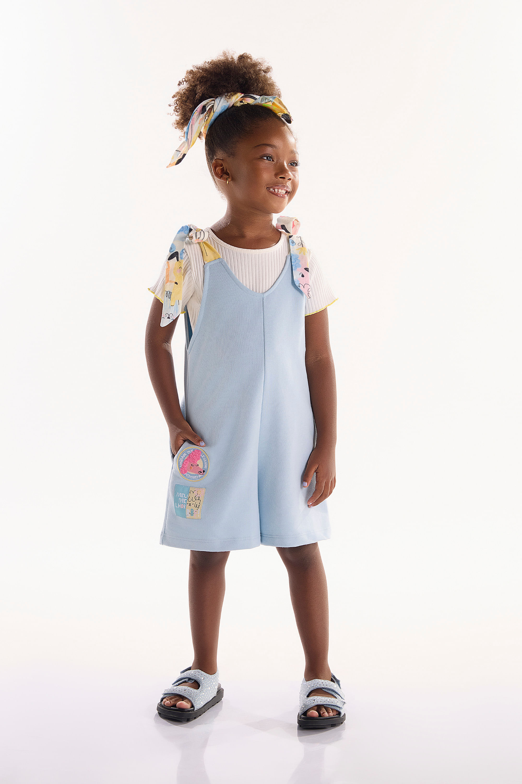 Conjunto Infantil com Cropped e Macaquinho (Off White) Três e Já - Imagem 10