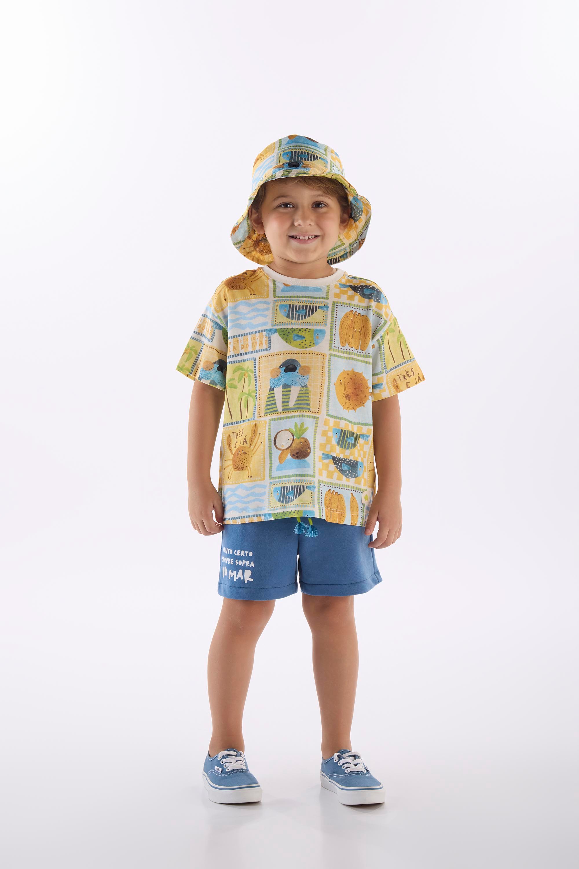 Conjunto Solar Infantil com Camiseta e Short (Off White) Três e Já - Imagem 8