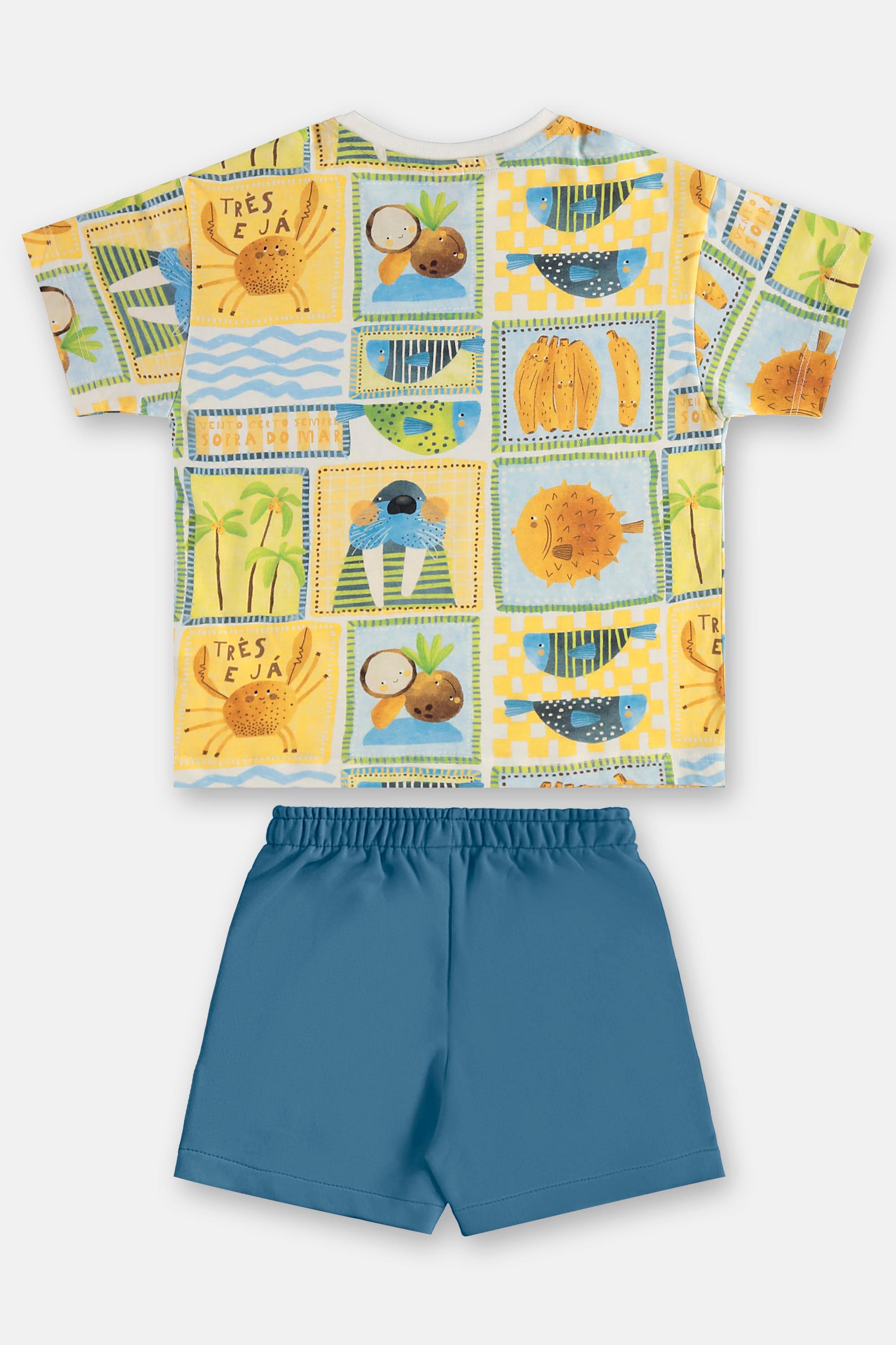 Conjunto Solar Infantil com Camiseta e Short (Off White) Três e Já - Imagem 19