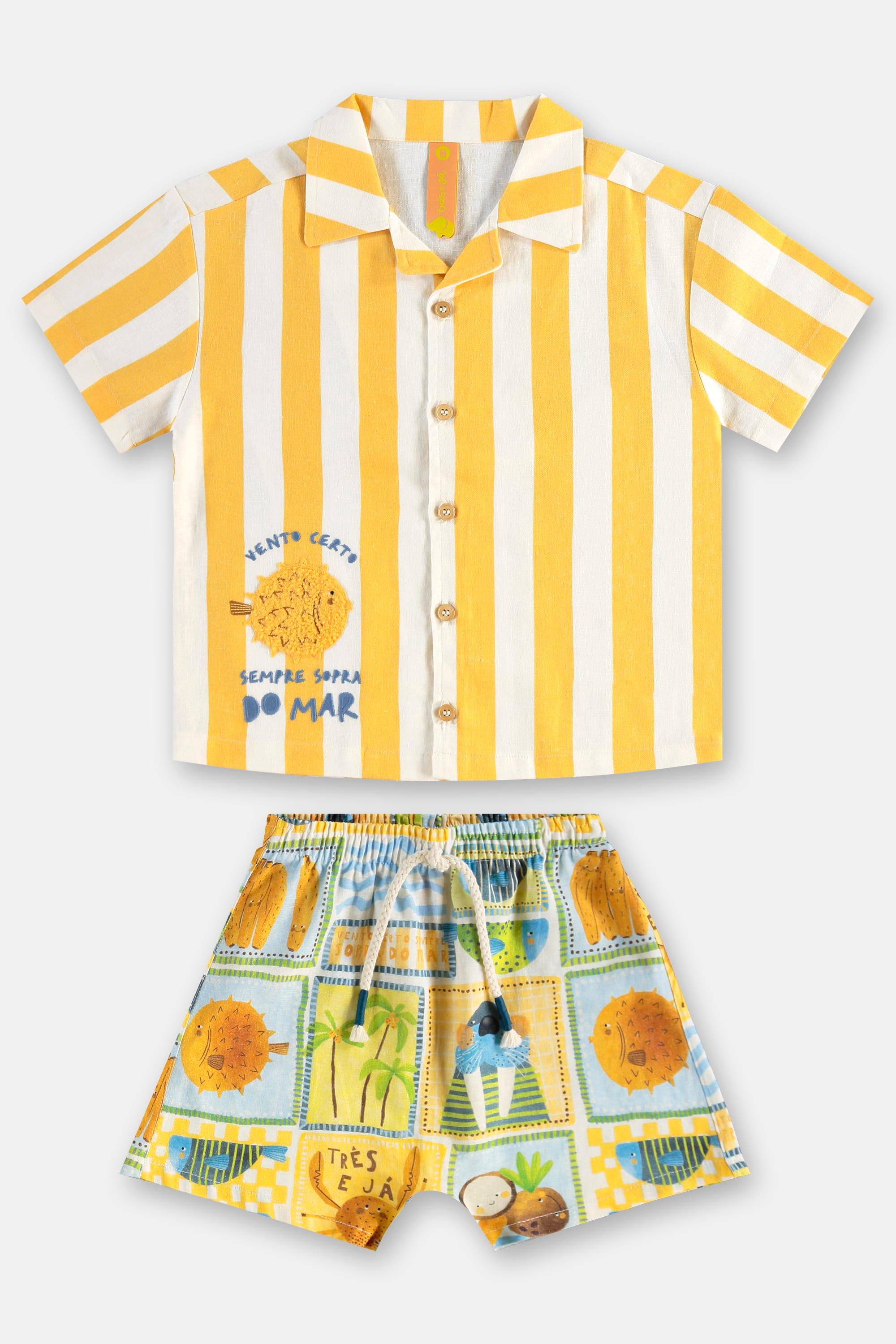 Conjunto Solar Infantil Masculino (Amarelo) Três e Já - Imagem 16