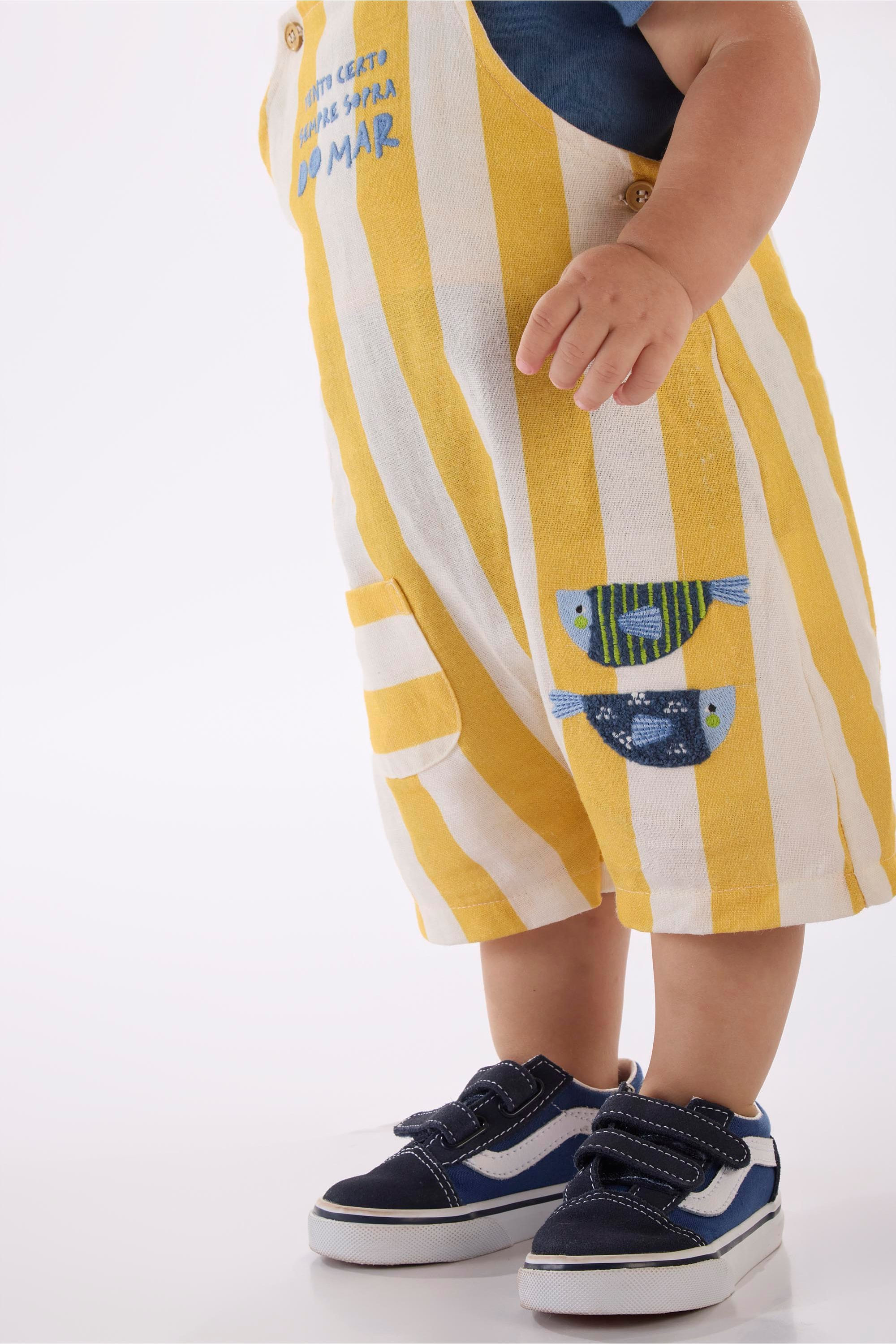 Conjunto Solar para Bebê com Body e Jardineira (Azul) Três e Já - Imagem 16