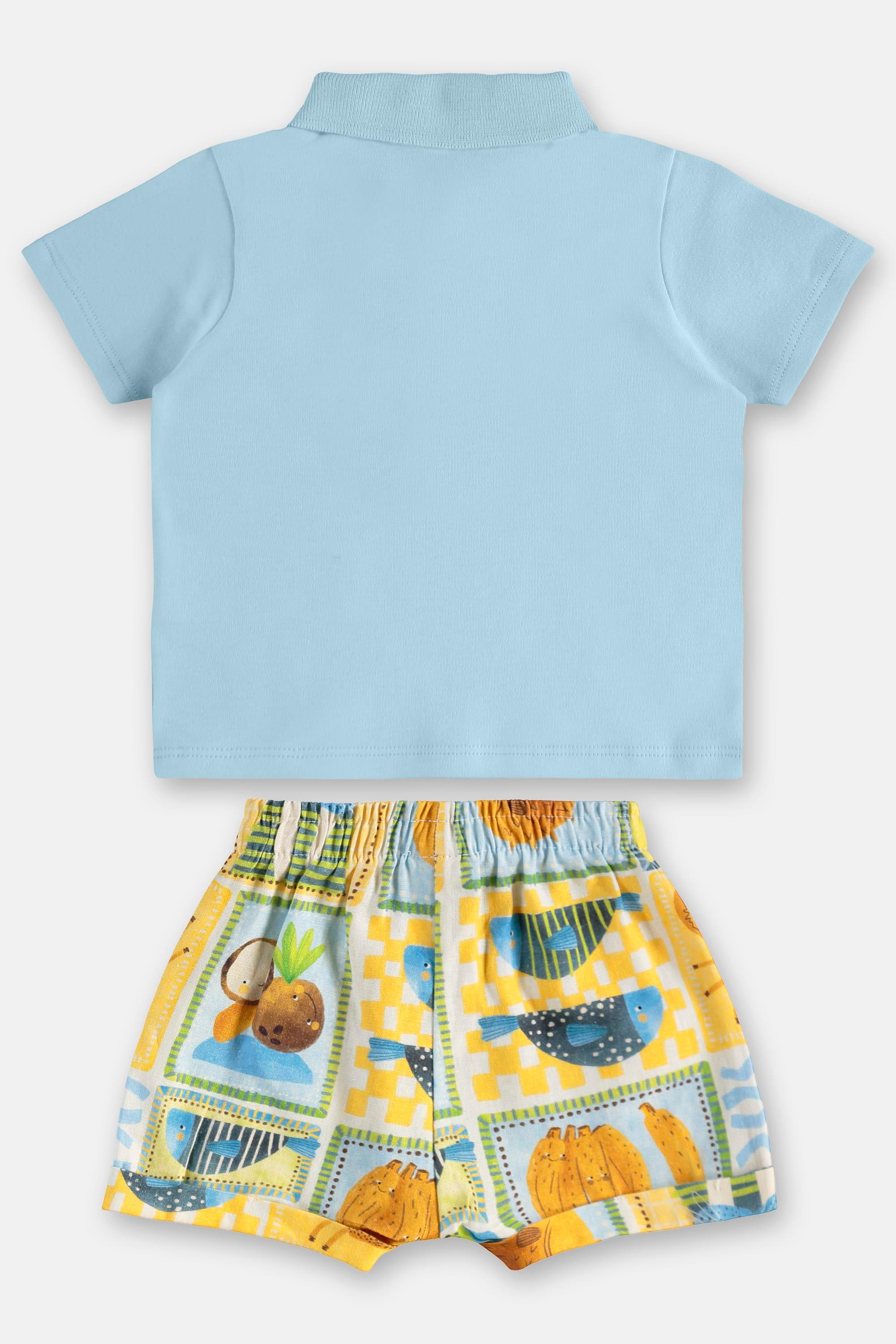 Conjunto Solar para Bebê Menino com Polo e Short (Azul) Três e Já - Imagem 13