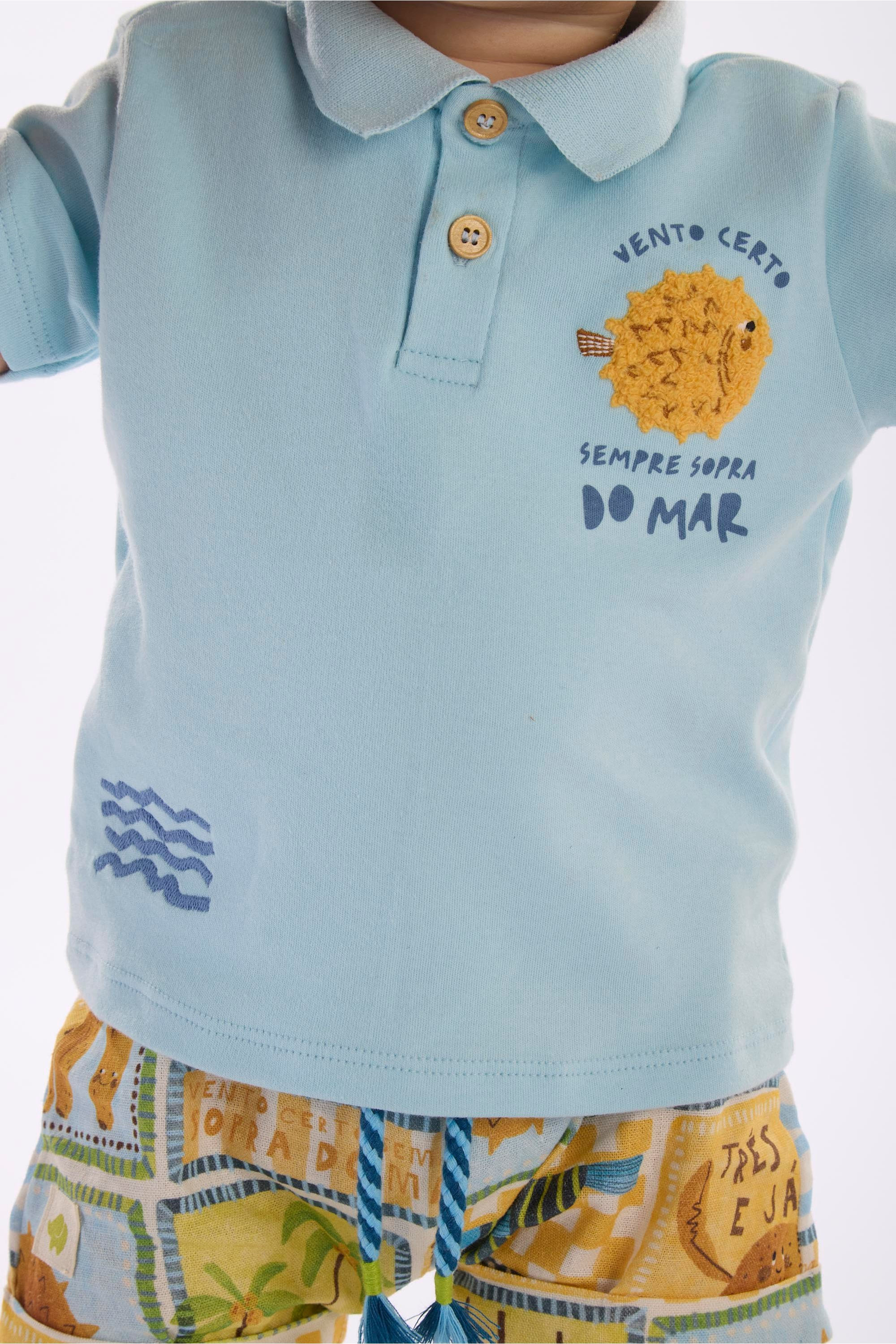 Conjunto Solar para Bebê Menino com Polo e Short (Azul) Três e Já - Imagem 16
