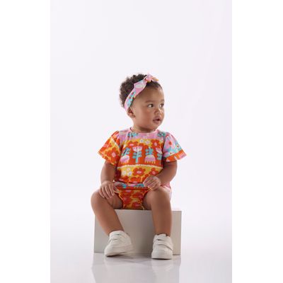 Conjunto Flores para Bebê Menina com 3 Peças em Meia Malha (Azul) Três e Já