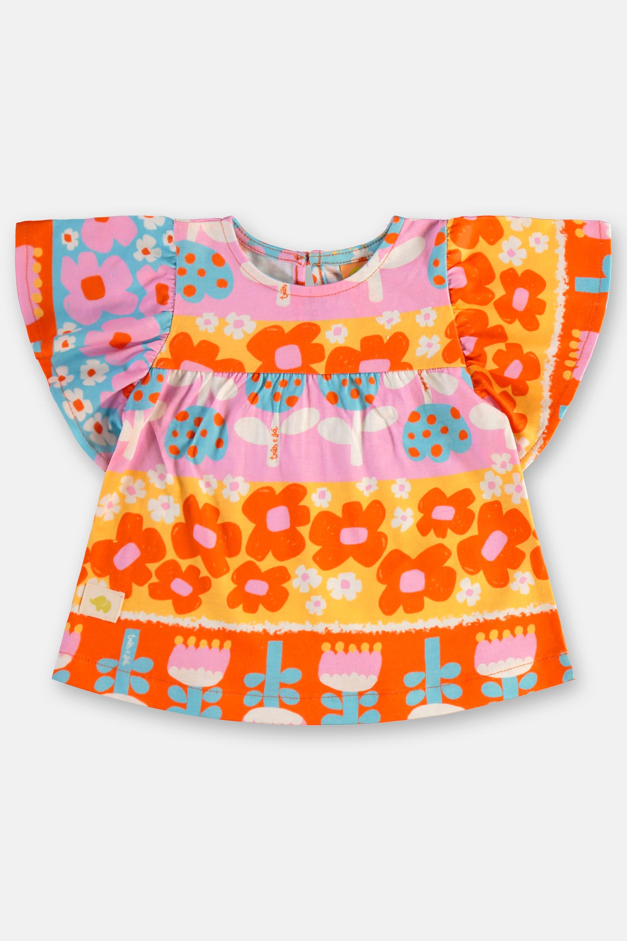 Conjunto Flores para Bebê Menina com 3 Peças em Meia Malha (Azul) Três e Já - Imagem 30