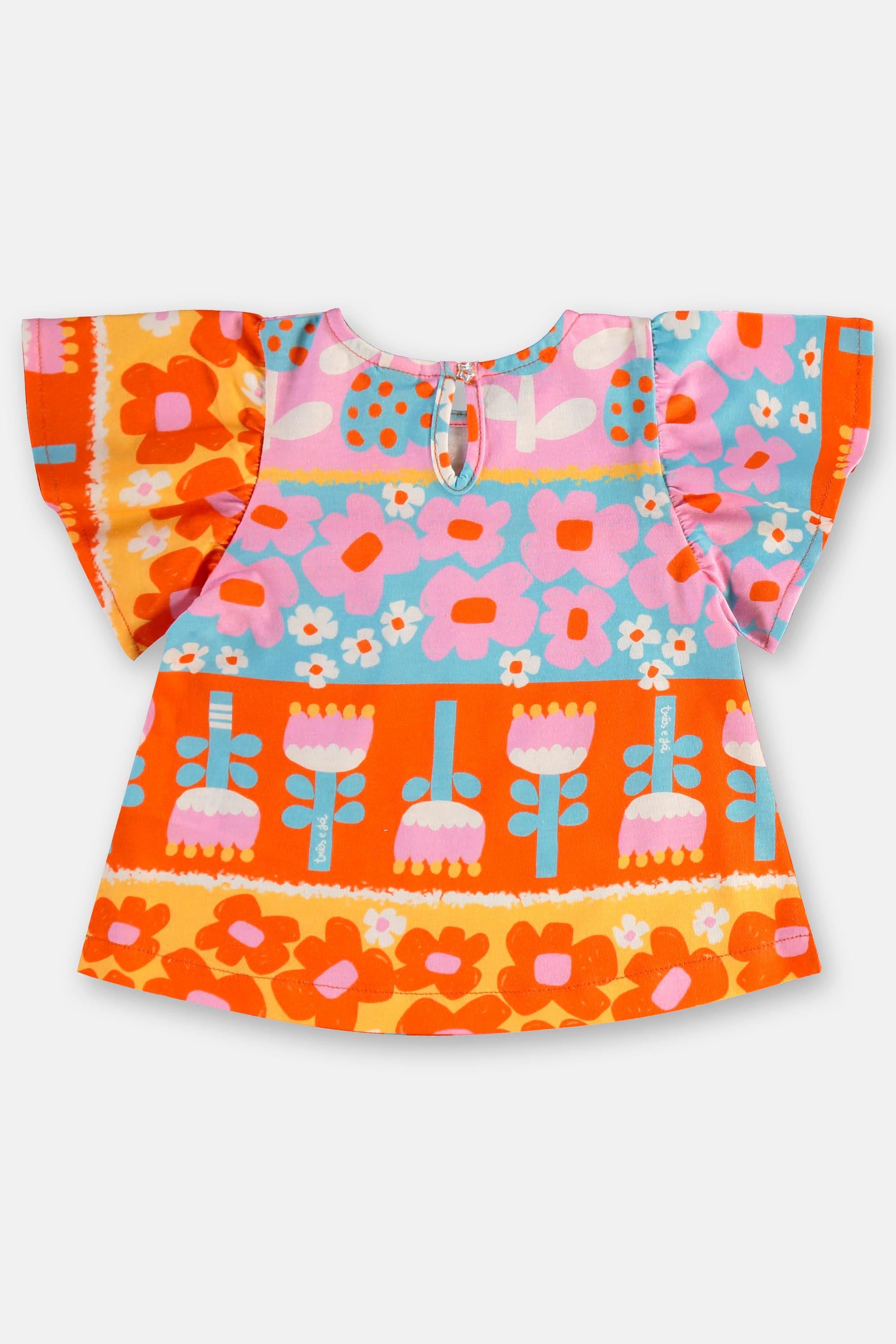 Conjunto Flores para Bebê Menina com 3 Peças em Meia Malha (Azul) Três e Já - Imagem 34