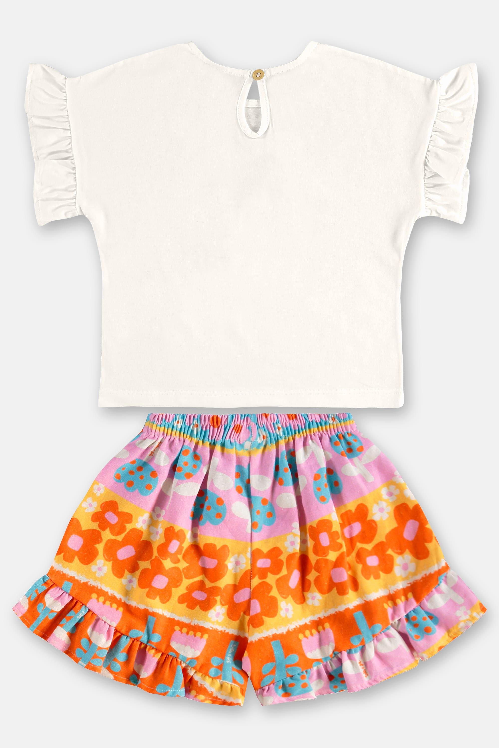 Conjunto Infantil com Blusa e Short Flores (Off White) Três e Já - Imagem 40