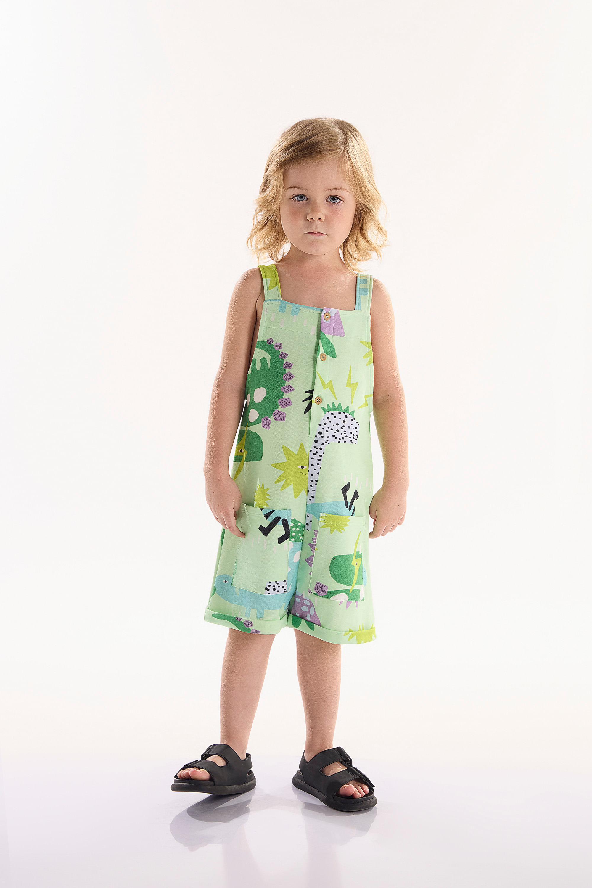 Jardineira Infantil Masculina em Molecotton Dinos (Verde) Três e Já - Imagem 10