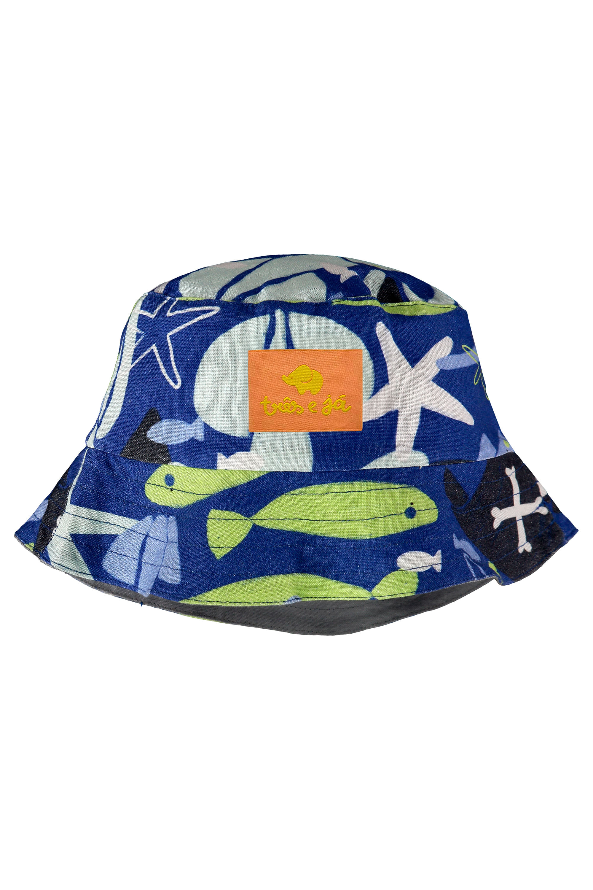 Chapéu Unissex Infantil oMar em Viscolinho Dupla Face (Azul) Três e Já - Imagem 5