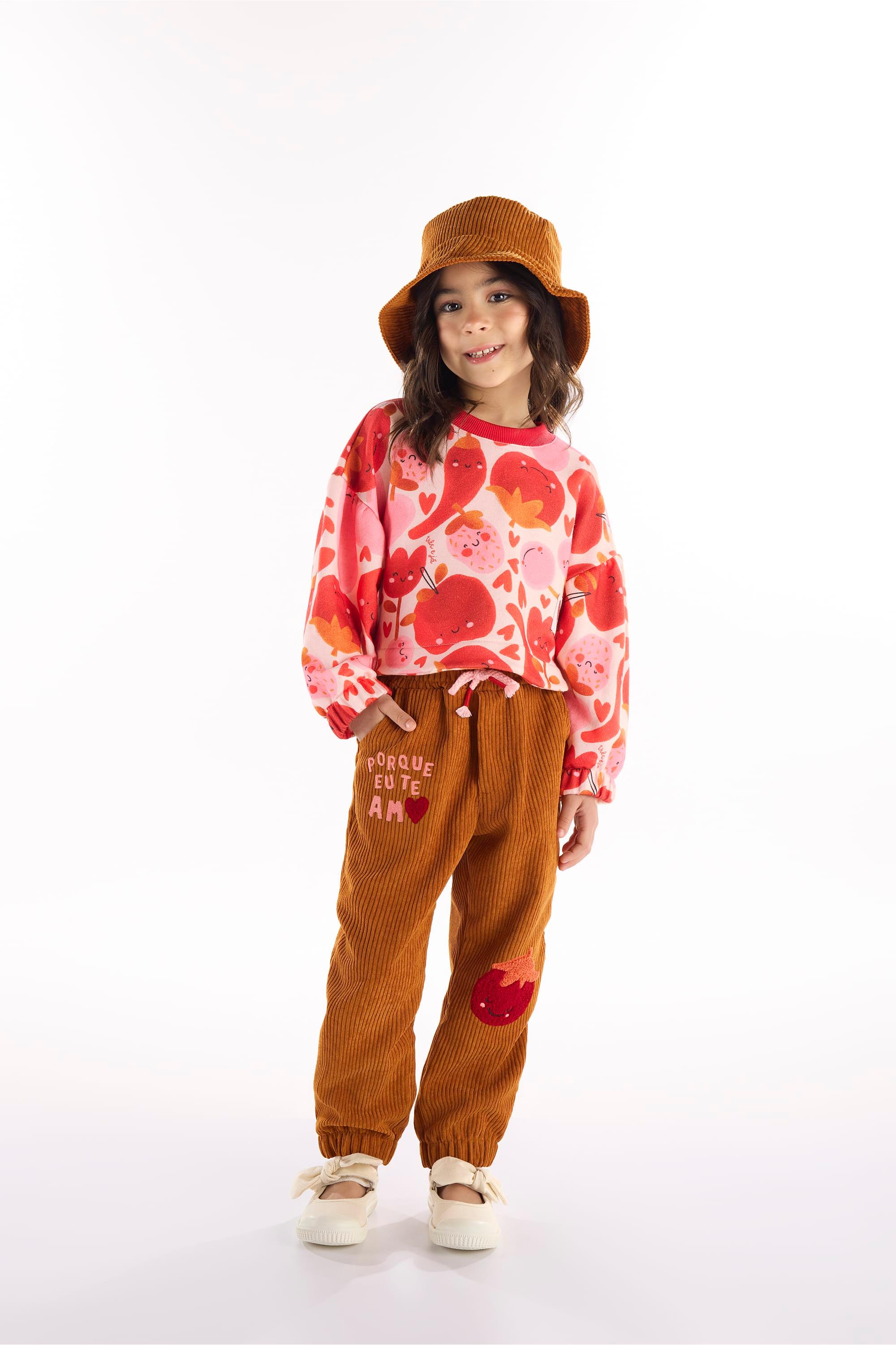 Conjunto Infantil Frutas Vermelhas com Blusão Cropped e Calça (Off White) Três e Já - Imagem 15