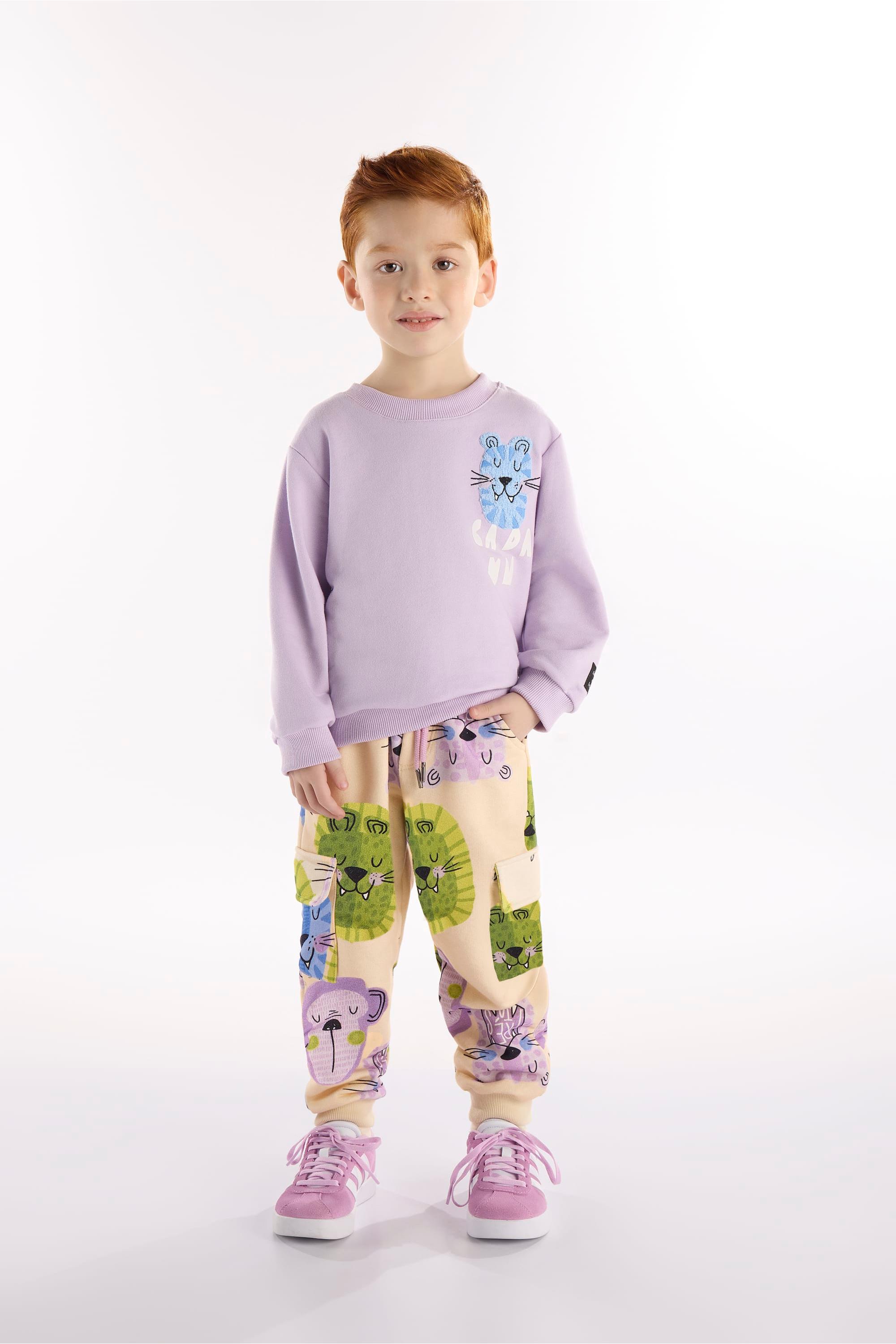 Conjunto Selva Infantil Masculino com Blusão e Calça (Roxo) Três e Já - Imagem 9