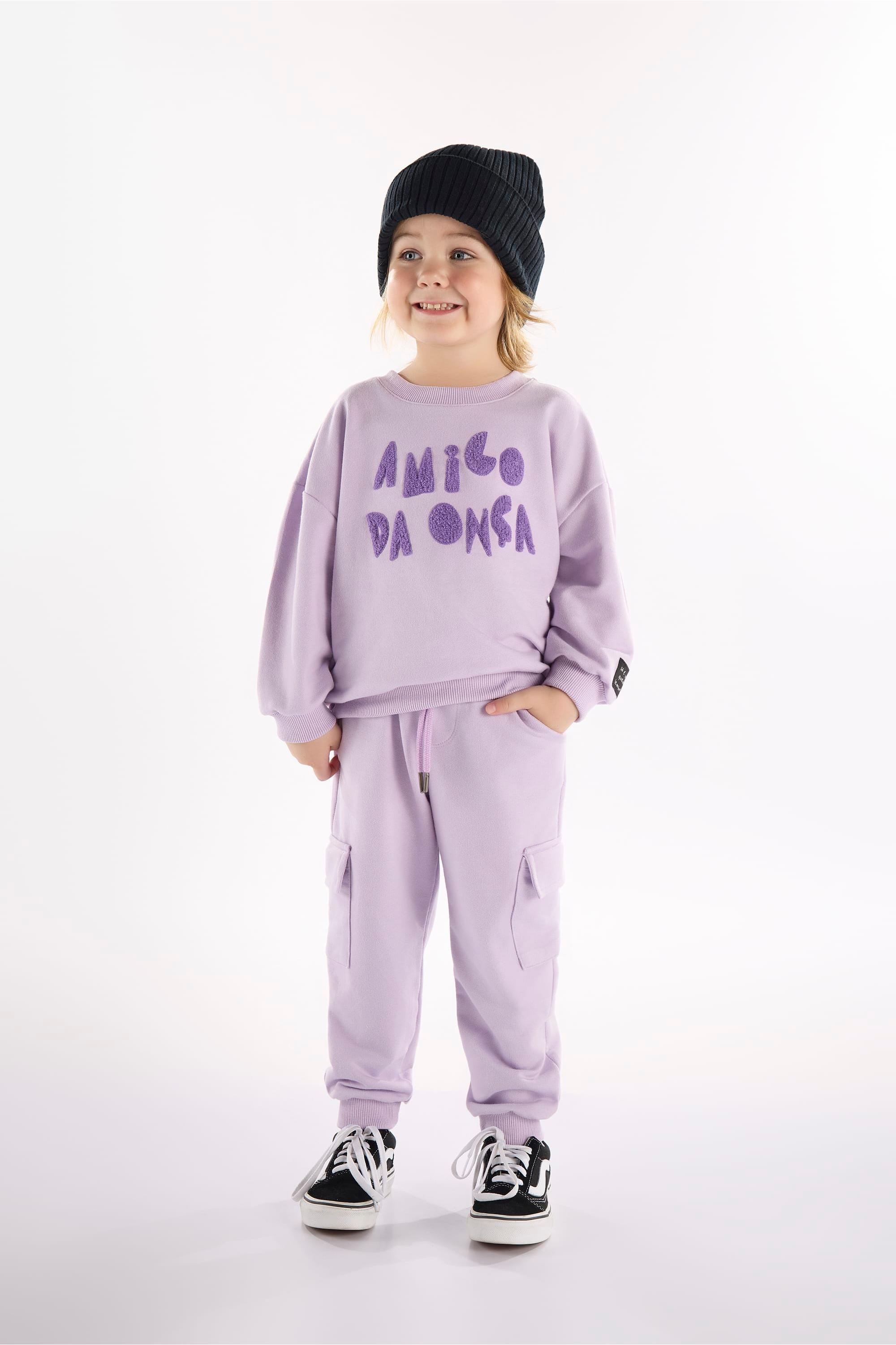 Conjunto Infantil com Blusão e Calça Selva (Roxo) Três e Já - Imagem 33