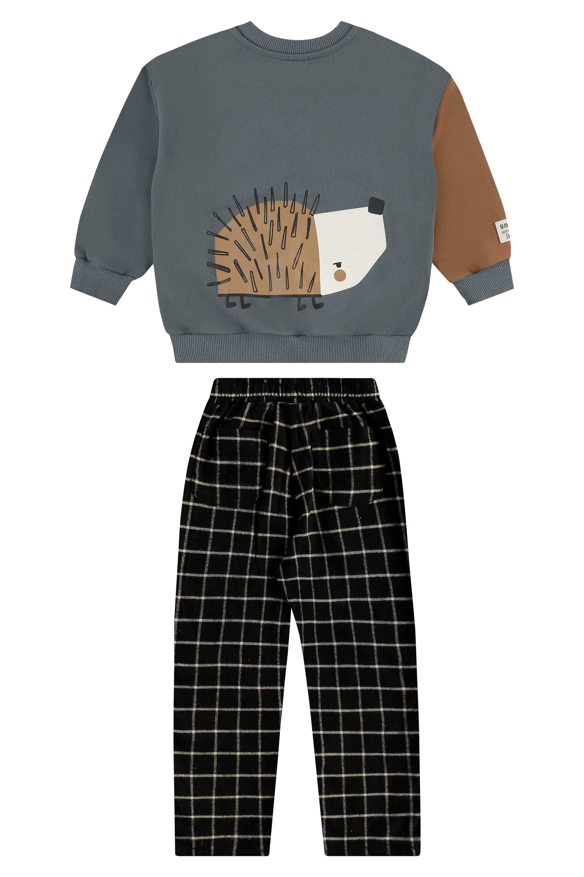 Conjunto Nozes Infantil Masculino com Blusão e Calça (Cinza) Três e Já - Imagem 14